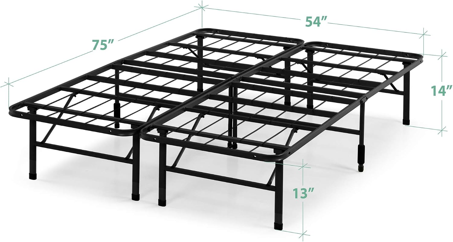Zinus SmartBase Tool-Free Assembly Mattress Foundation, 14 Inch Metal Platform Bed Frame, No Box Spring Needed, Sturdy Steel Frame, Underbed Storage, Black, Queen
