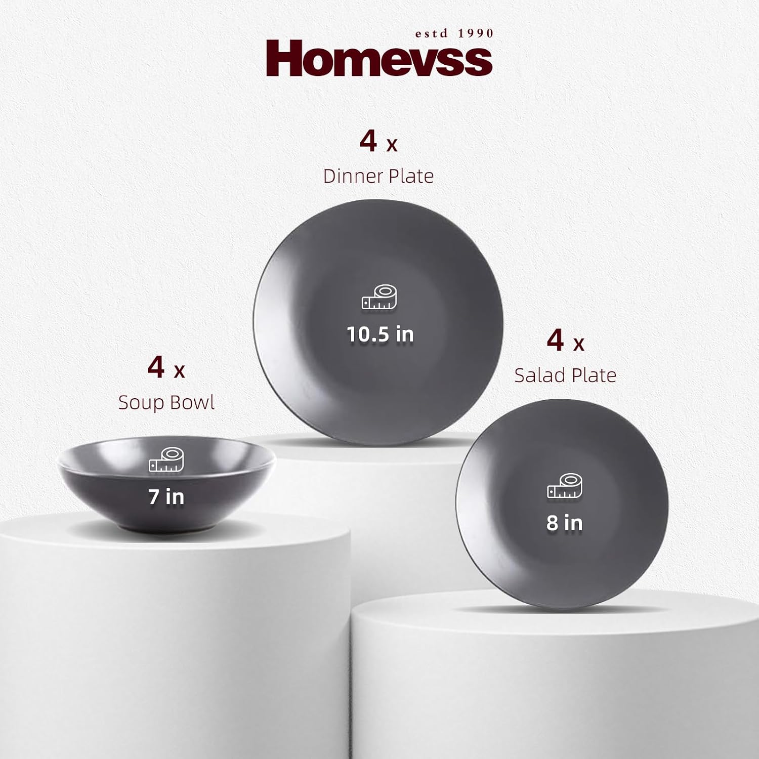 Stoneware Two-Tone Colors Life 16pc Dinner Set，Outside Shiny Black + Inside Matte Glaze Olive