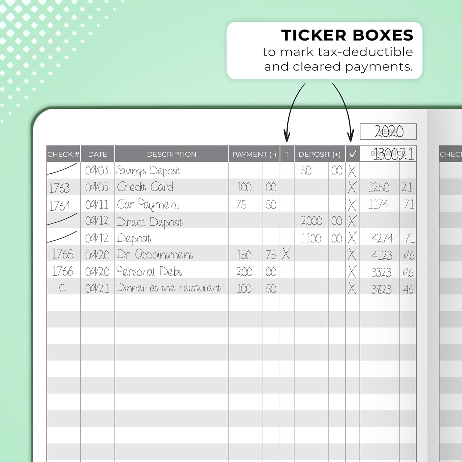 Clever Fox Check Register Book, Checkbook Ledger, 5.8x8.3 Purple