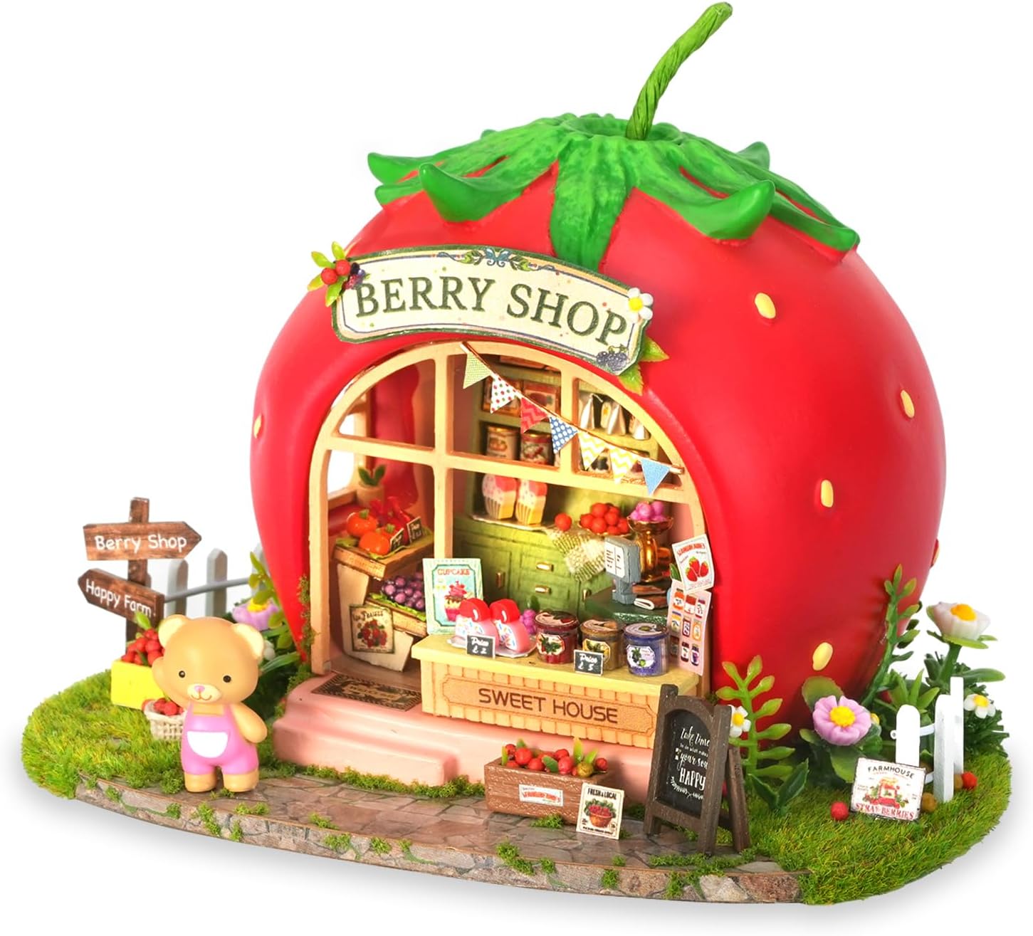 DIY Miniature Dollhouse Kit with Furniture Plus Dust Proof | 1:24 Scale Creative Room Mini Wooden Doll House Accessories for Kids Teens Adults Aged 14+(Beach Cottage)