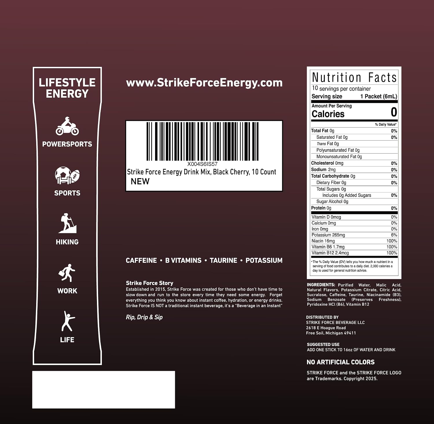 Strike Force Energy Drink Mix - Original Flavor - Natural Tasting Caffeine Drink - Turn Any Drink into a Healthy Energy Drink - Zero Calories, Keto Friendly, Sugar Free, Pre Workout (40 Liquid Packs)
