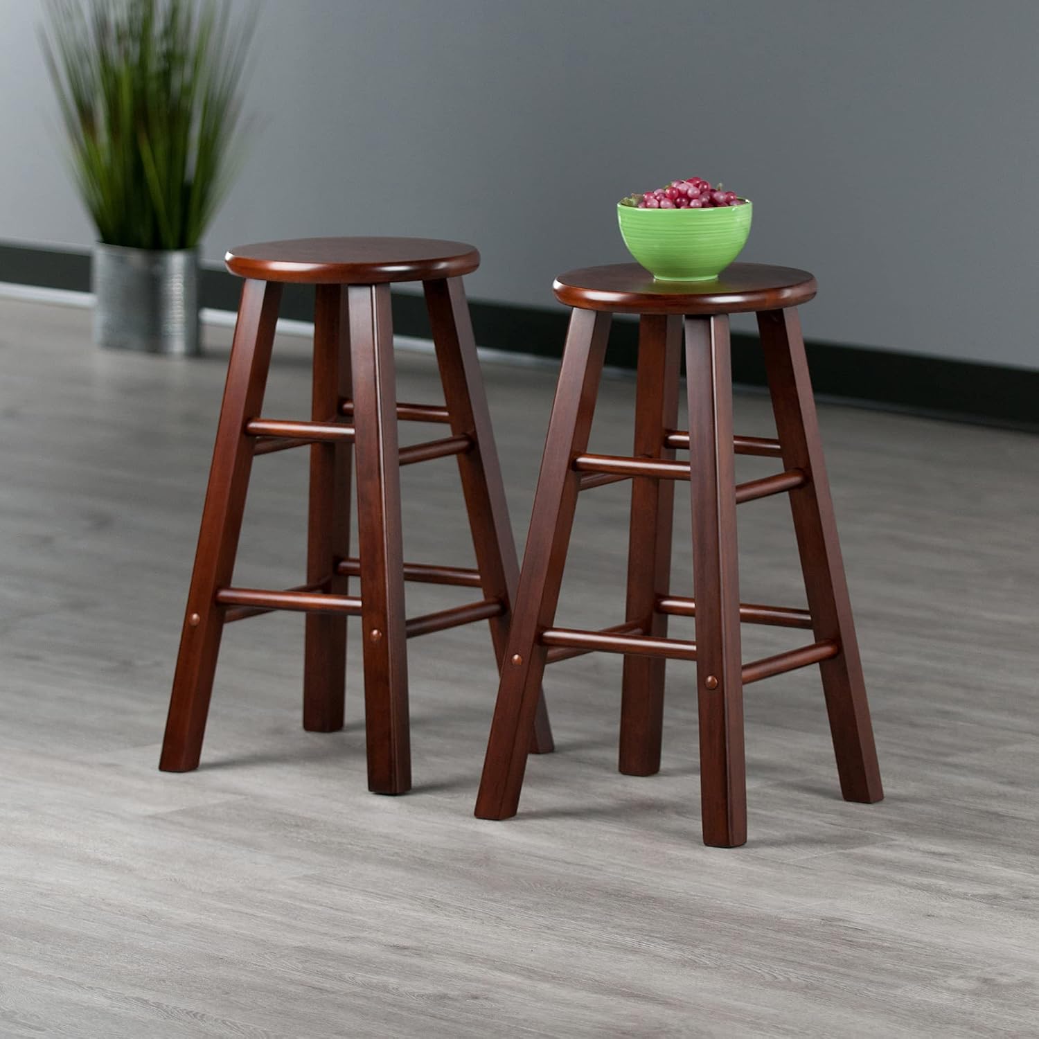 Winsome Element Counter Stools, Natural & White, 24", 2 Piece Set