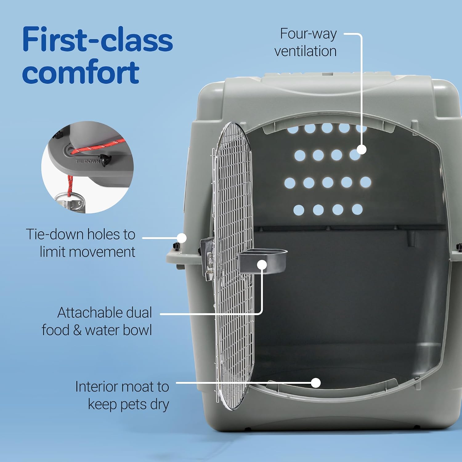 Petmate Sky Kennel - For Air and Travel, Airline Compliant Dog Crate for Pets 50-70 lbs, Heavy Duty Dog Kennel, Made in the USA- 36 Inches