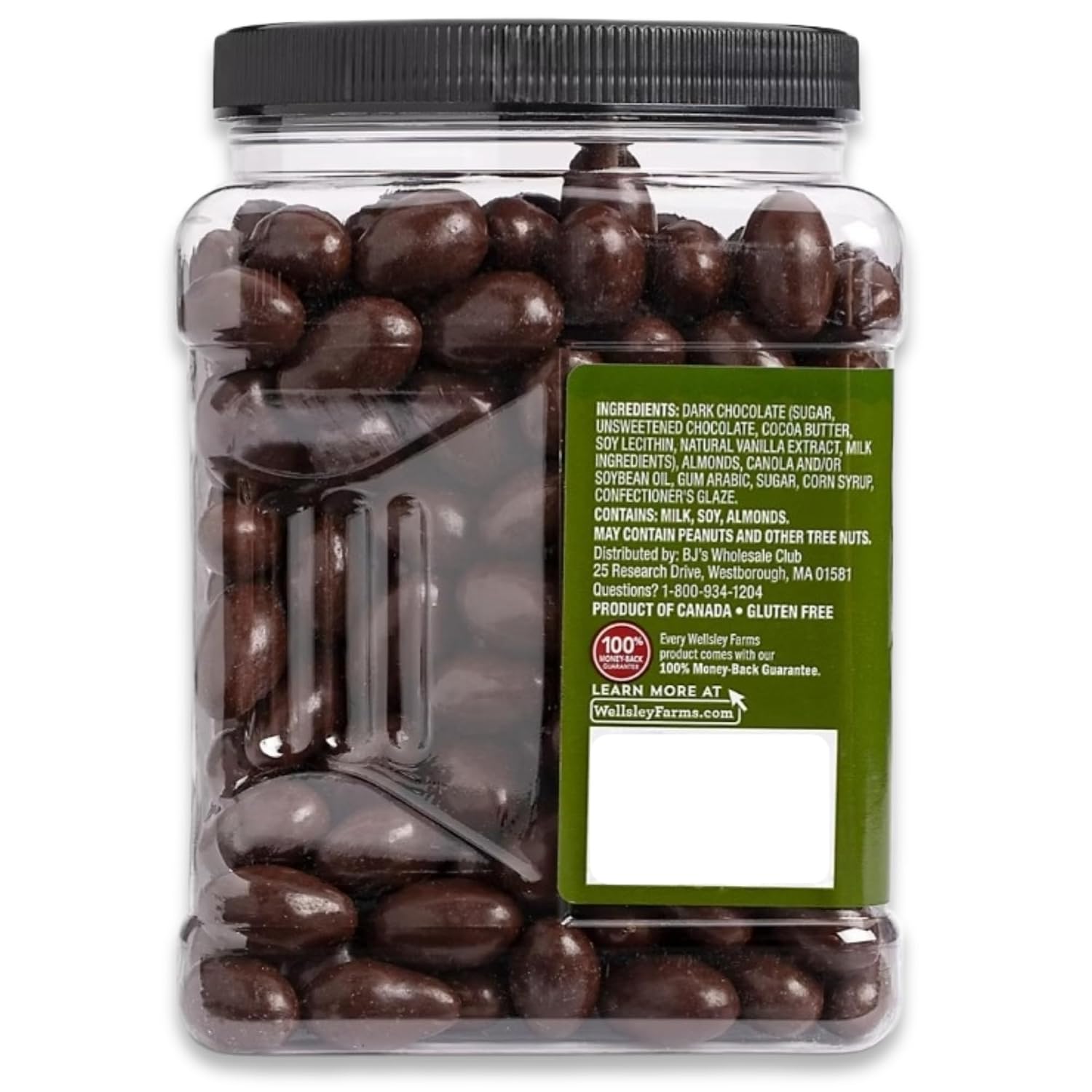 Wellsley Farms Dark Chocolate Covered Almonds – 2lbs 13oz | Whole Roasted Almonds with Real Creamy Dark Chocolate | Kosher, Gluten-Free Snack
