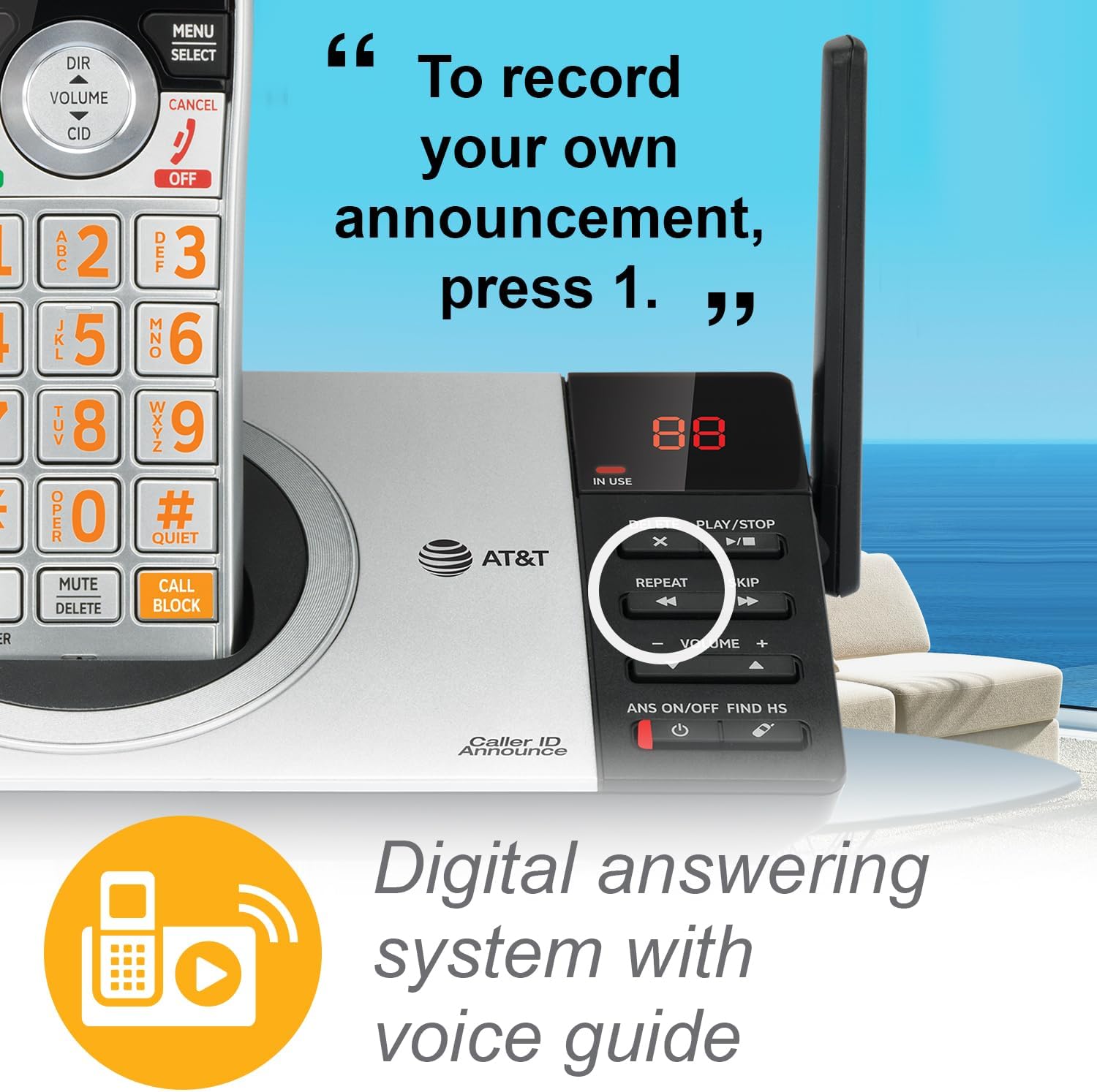AT&T DECT 6.0 Expandable Cordless Phone with Answering System, Silver/Black with 3 Handsets