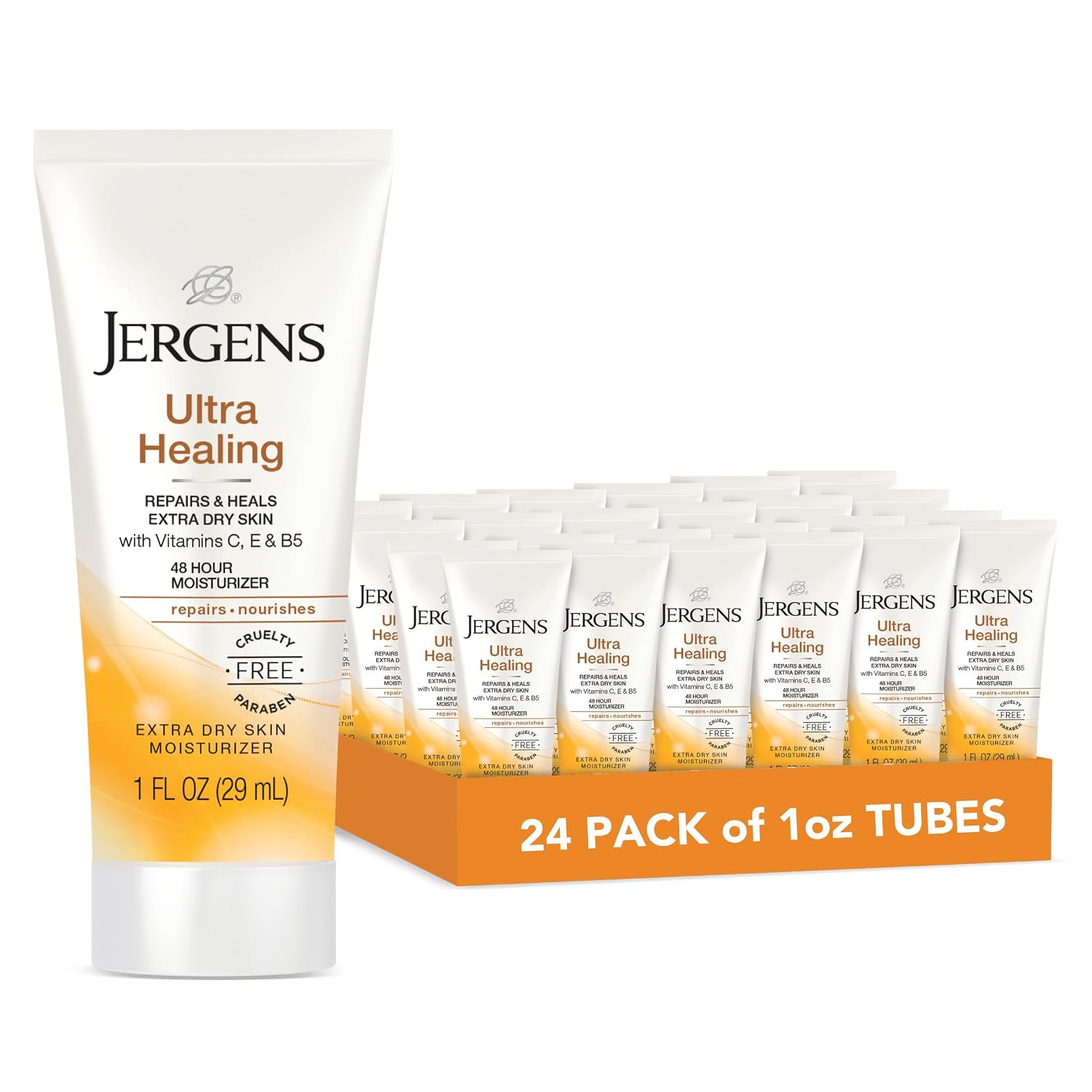 Jergens Ultra Healing Dry Skin Lotion, Hand and Body Moisturizer for Quick Absorption into Extra Dry Skin with Hydralucence Blend, Vitamins C, E and B5, White, 32oz