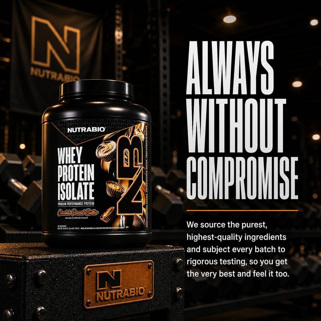 NutraBio 100% Whey Protein Isolate Protein Powder, 25g Protein with Complete Amino Acid Profile, Non-GMO, Soy & Gluten Free, Low Carb, Low Calorie Whey Protein Powder, Raw Unflavored, 20 Servings