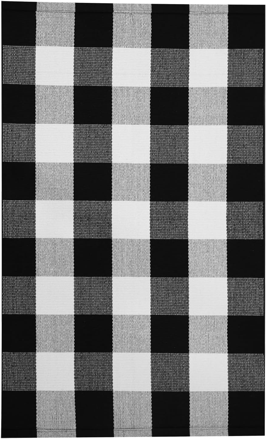 IOHOUZE 27.5x43 Buffalo Plaid Rug, Washable Front Door Mat, Black White