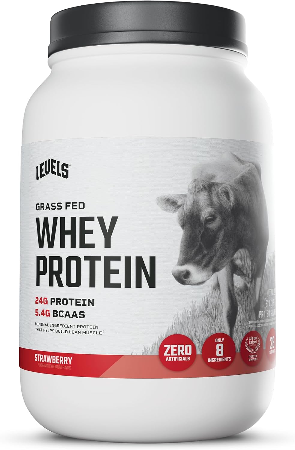 Levels Whey Protein Powder, No Artificial Ingredients, Pure Chocolate, 5LB | 24G of Protein, 5.4G BCAAs, Clean Ingredients, Hormone Free Dairy, No Fillers, No Added Sugar, No Junk