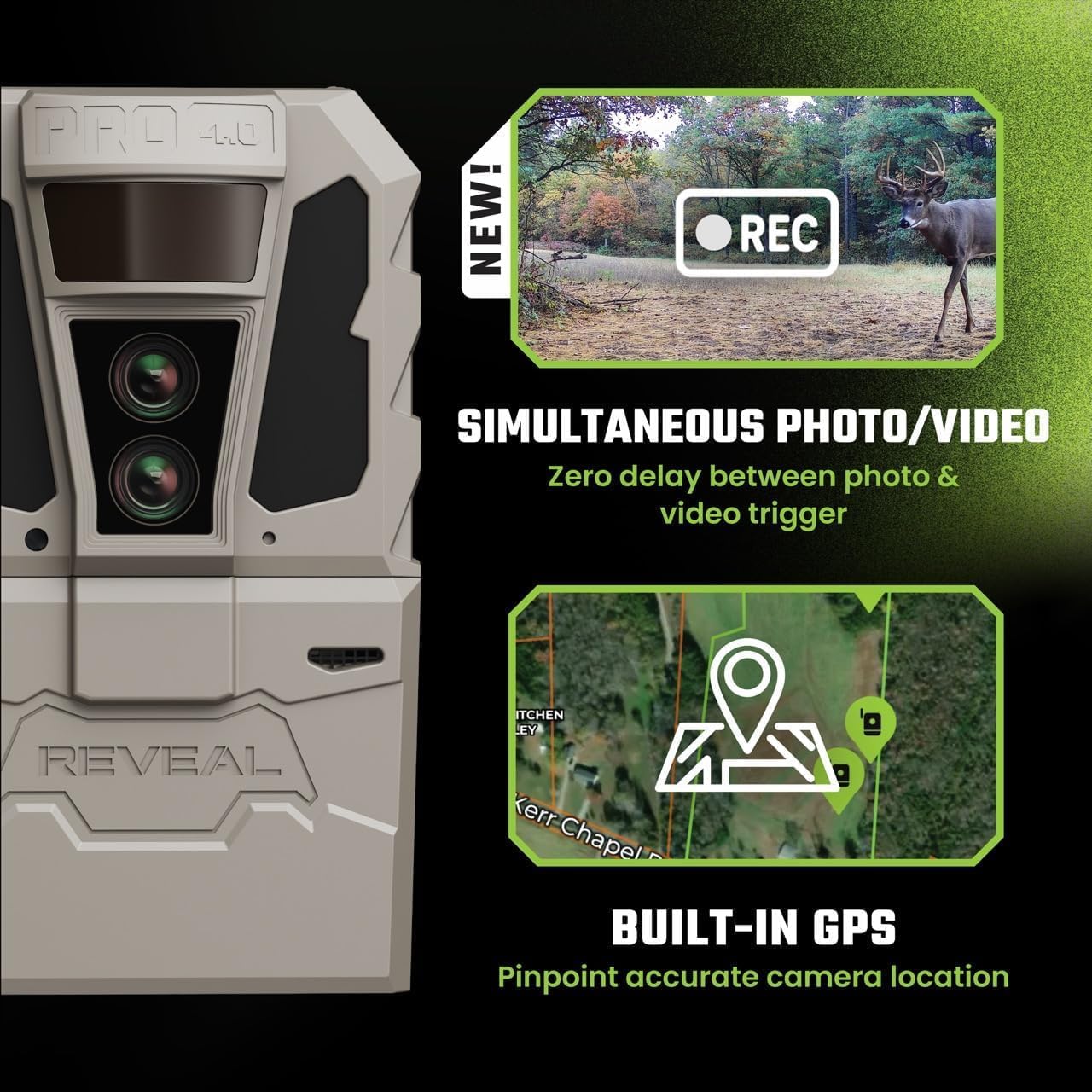 TACTACAM Reveal Pro 4.0 Cellular Trail Camera (2PK) + Microfiber Cloth | Night Vision, Waterproof, Dual Sensors, 4K Photo & 1080p Video