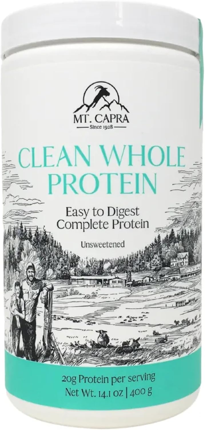 Mt. Capra Clean Whole Protein | Grass-Fed Goat Protein with Whey and Casein Protein | No Bloat, Build and Maintain Muscle, 20 g Protein per Serving