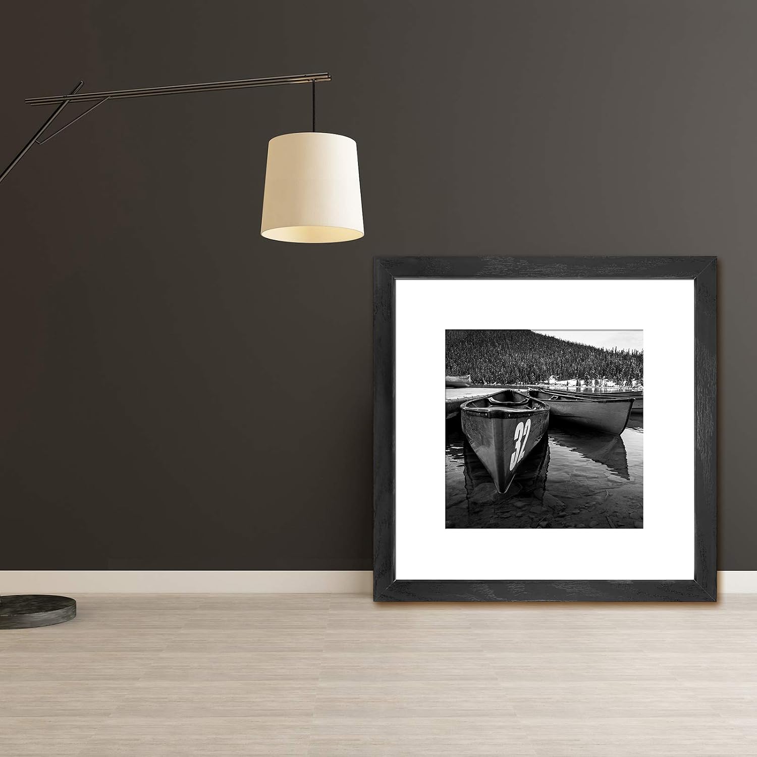 12x12 Picture Frame Matted to Fit Photos 8x8 or 12 x 12 Pictures Without Mat, 12 by 12 Square Solid Wood Black Picture Frames for Wall Mounting
