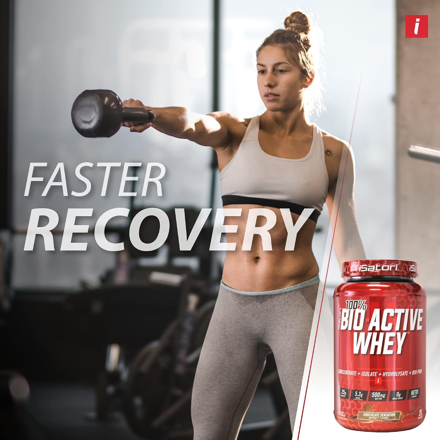 iSatori 100% Bio-Active Whey Protein Chocolate Flavor - 26 Servings | Whey Isolate, Hydrolysate, Concentrate, BCAAs, Colostrum Peptides, 25g Protein Per Serving, Muscle Growth and Recovery