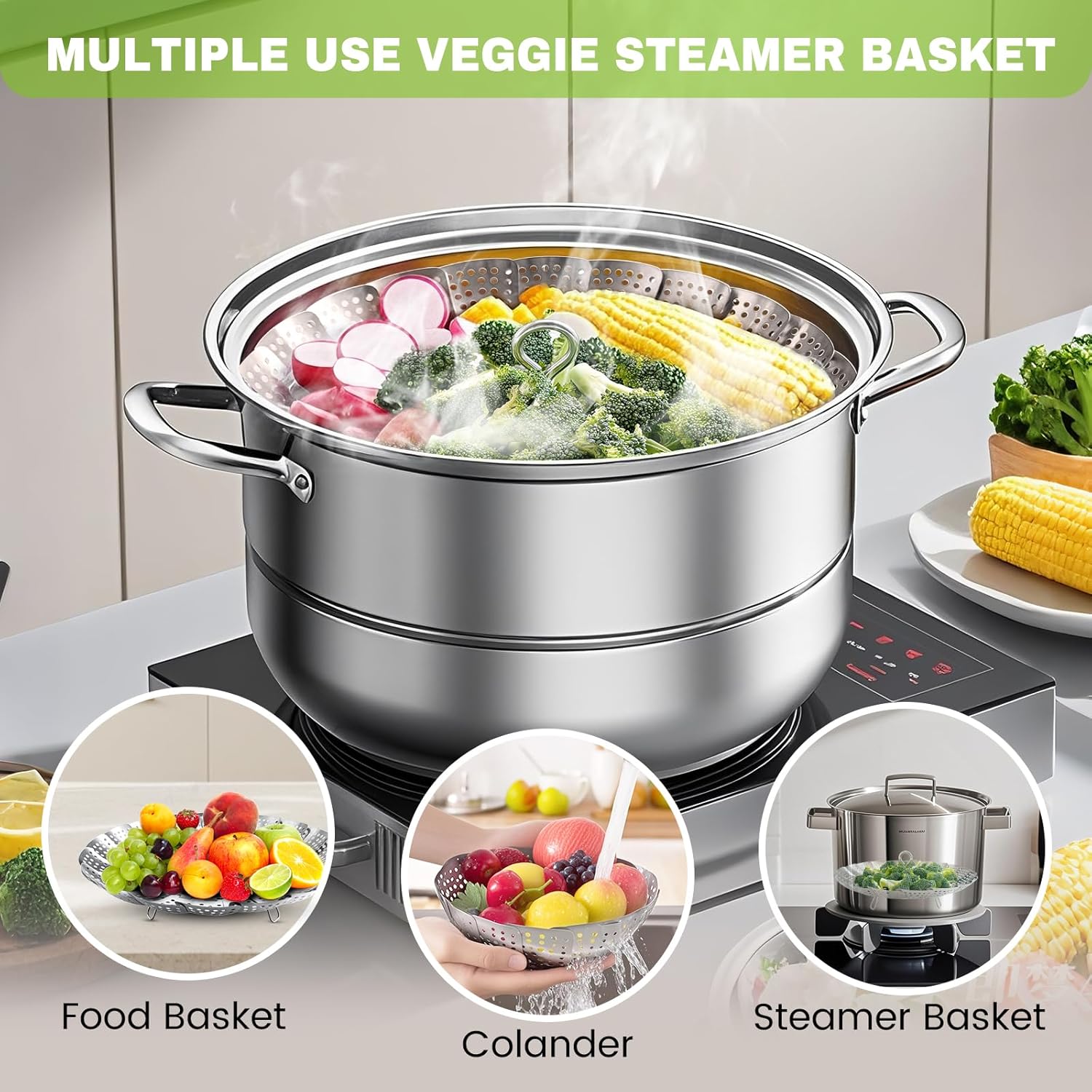 Steamer Basket Stainless Steel Instant Pot Accessories for Food and Vegetable