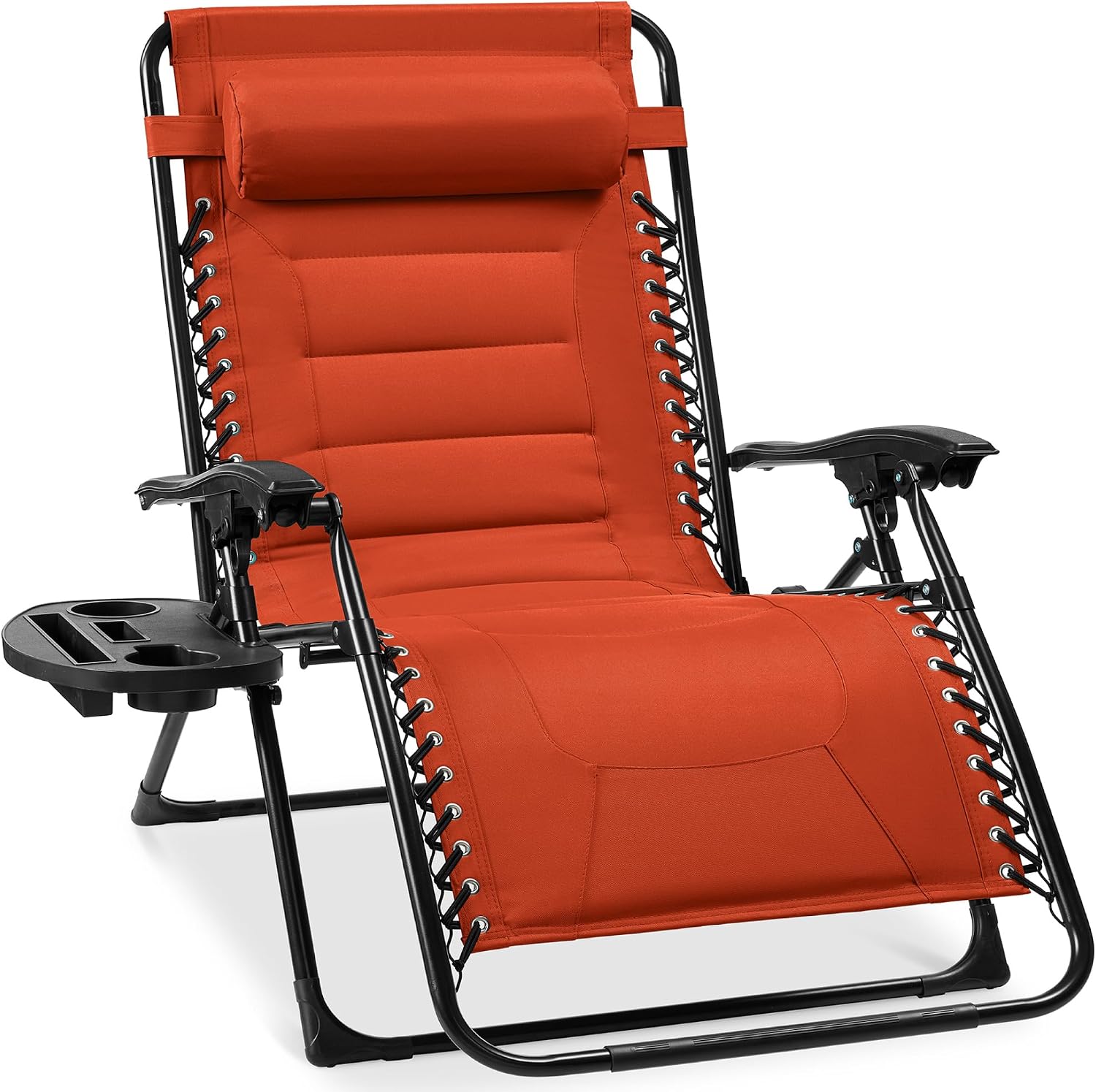 Best Choice Products Oversized Padded Zero Gravity Chair, Folding Outdoor Patio Recliner, XL Anti Gravity Lounger for Backyard w/Headrest, Cup Holder