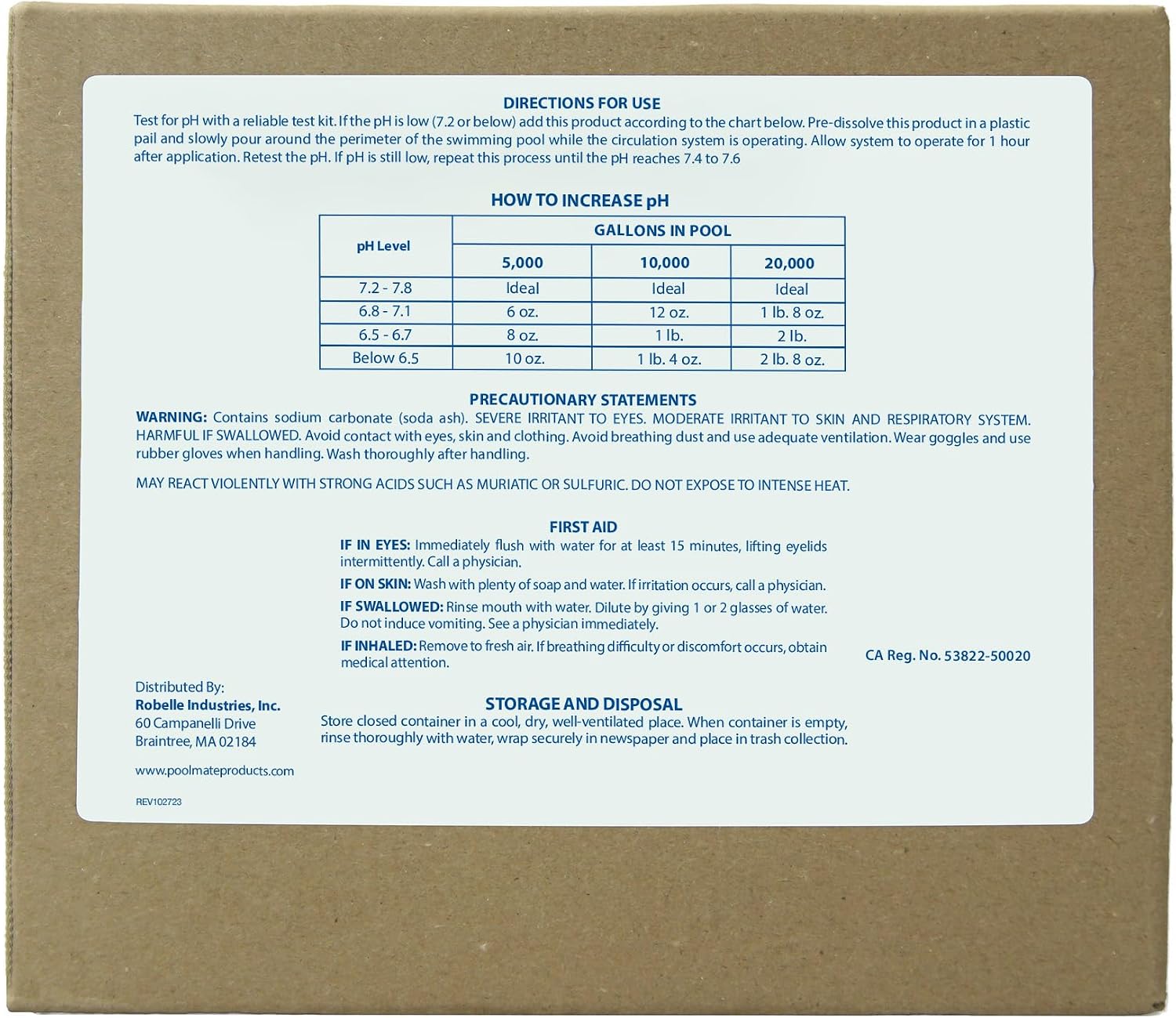 Pool Mate 25-Pounds Premium pH Up for Swimming Pools | 100% Sodium Carbonate, Raises pH, pH Increaser, Easy To Use, Works Fast