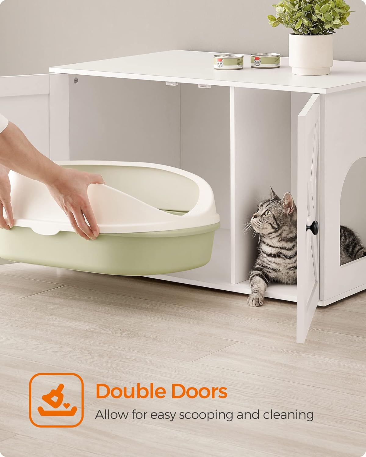 Feandrea Cat Litter Box Enclosure, End Table, 31.5 x 20.9 x 19.7 Inches