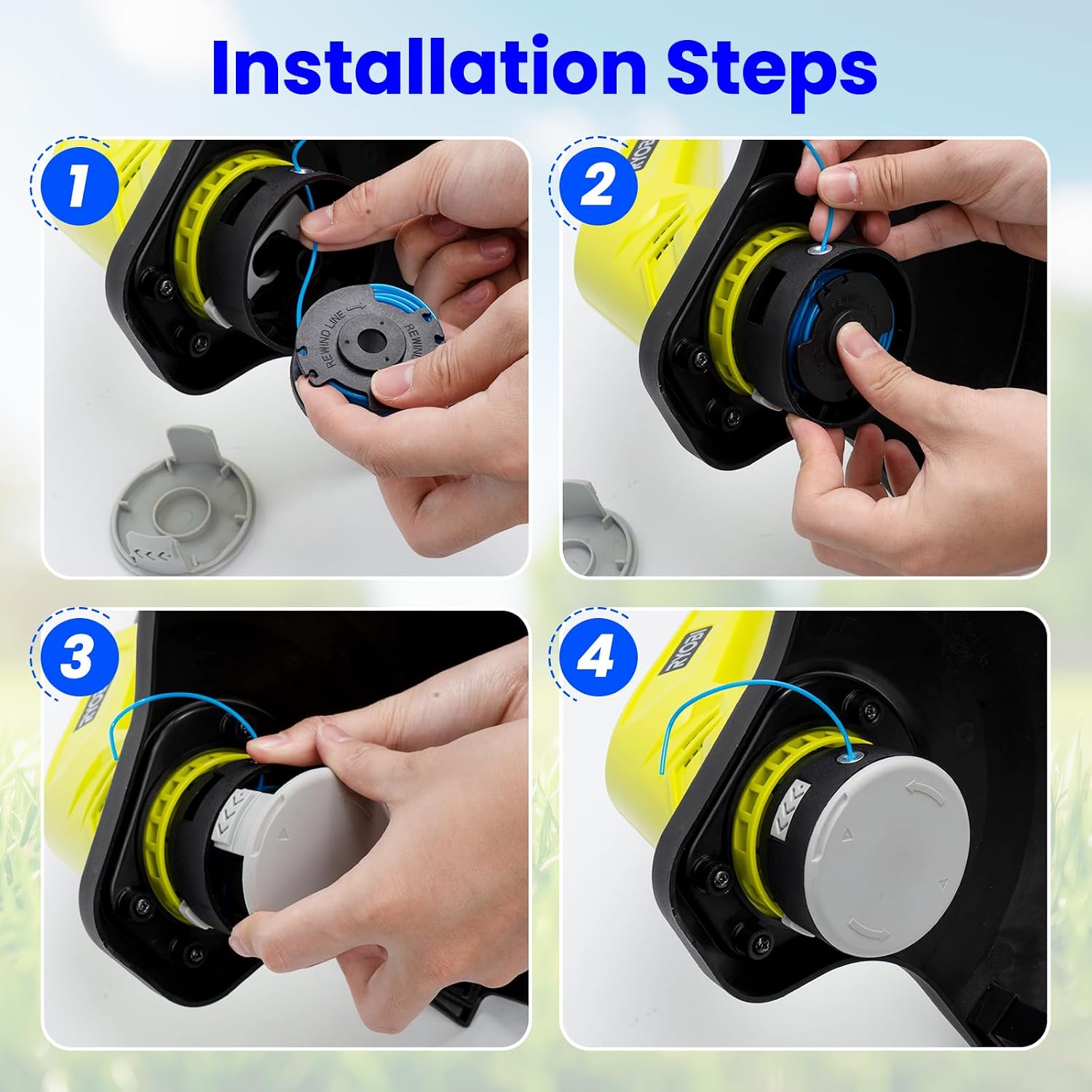 8 Pack Weed Eater String Replacement for Greenworks 20V, 40V Single Line Cordless Trimmers, Plus 1 Cap