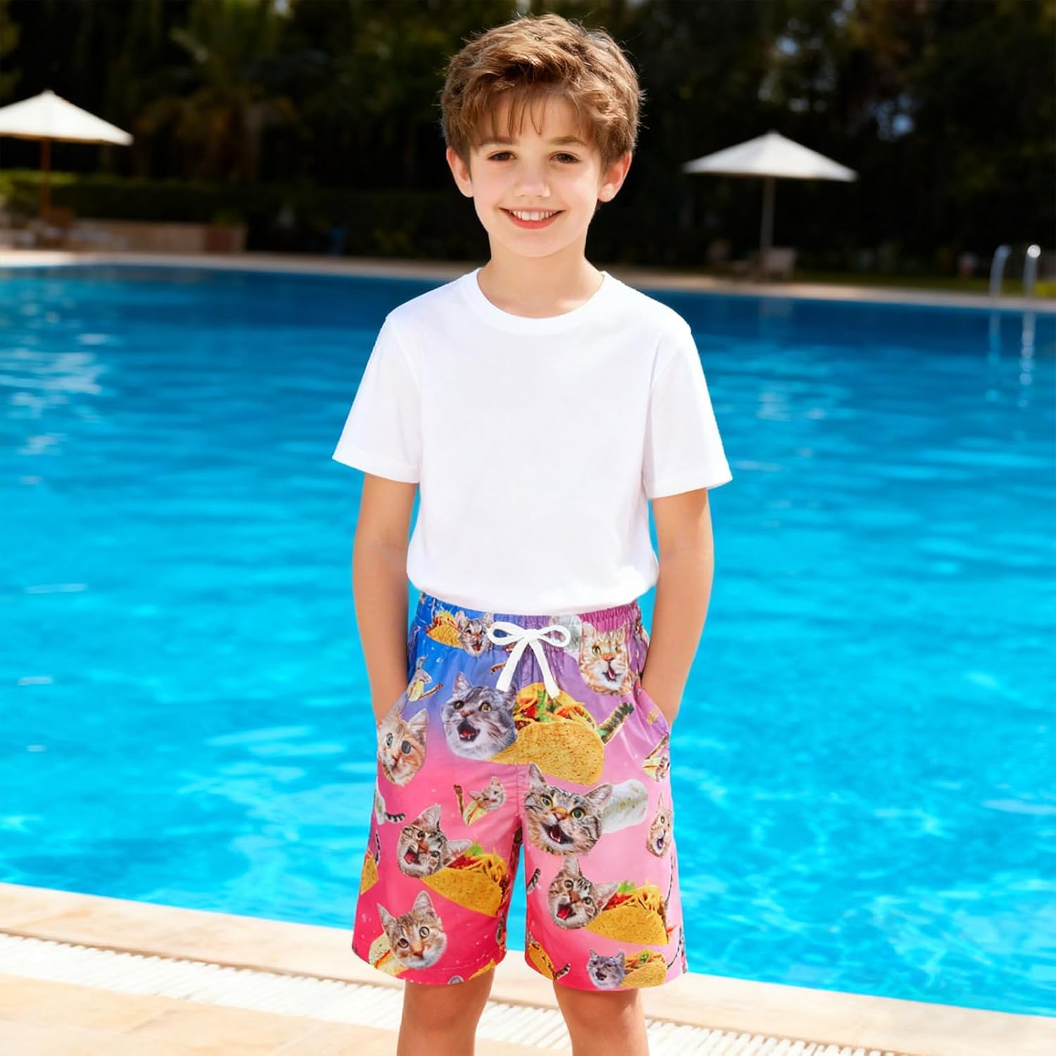 BFUSTYLE Boys Swim Trunks Mesh Lining Kids Bathing Suit 5-14 Years Shorts