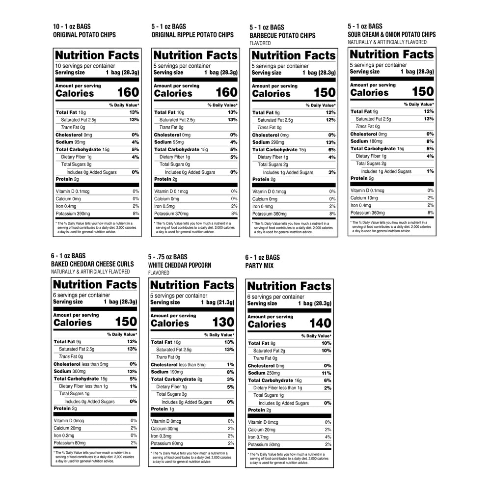 Utz Snack Variety Pack Individual Snacks, Includes Potato Chips, Cheese Curls, Popcorn, and Party Mix, Crunchy Travel Snacks for Lunches