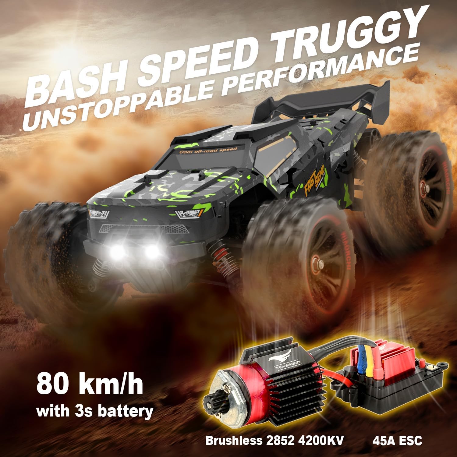 1/14 Brushless RC Cars for Adults Fast 50+ mph, RC Trucks 4x4 Offroad Waterproof, Electric Powered High Speed Remote Control Car