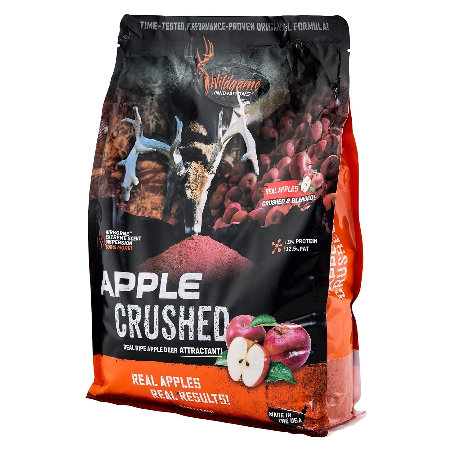 WILDGAME INNOVATIONS Apple Crushed 5lb Deer Attractant | Powerful Long-Lasting Nutrient-Filled Sweet Ripe Apple Deer Feed for Hunting & Game Tracking