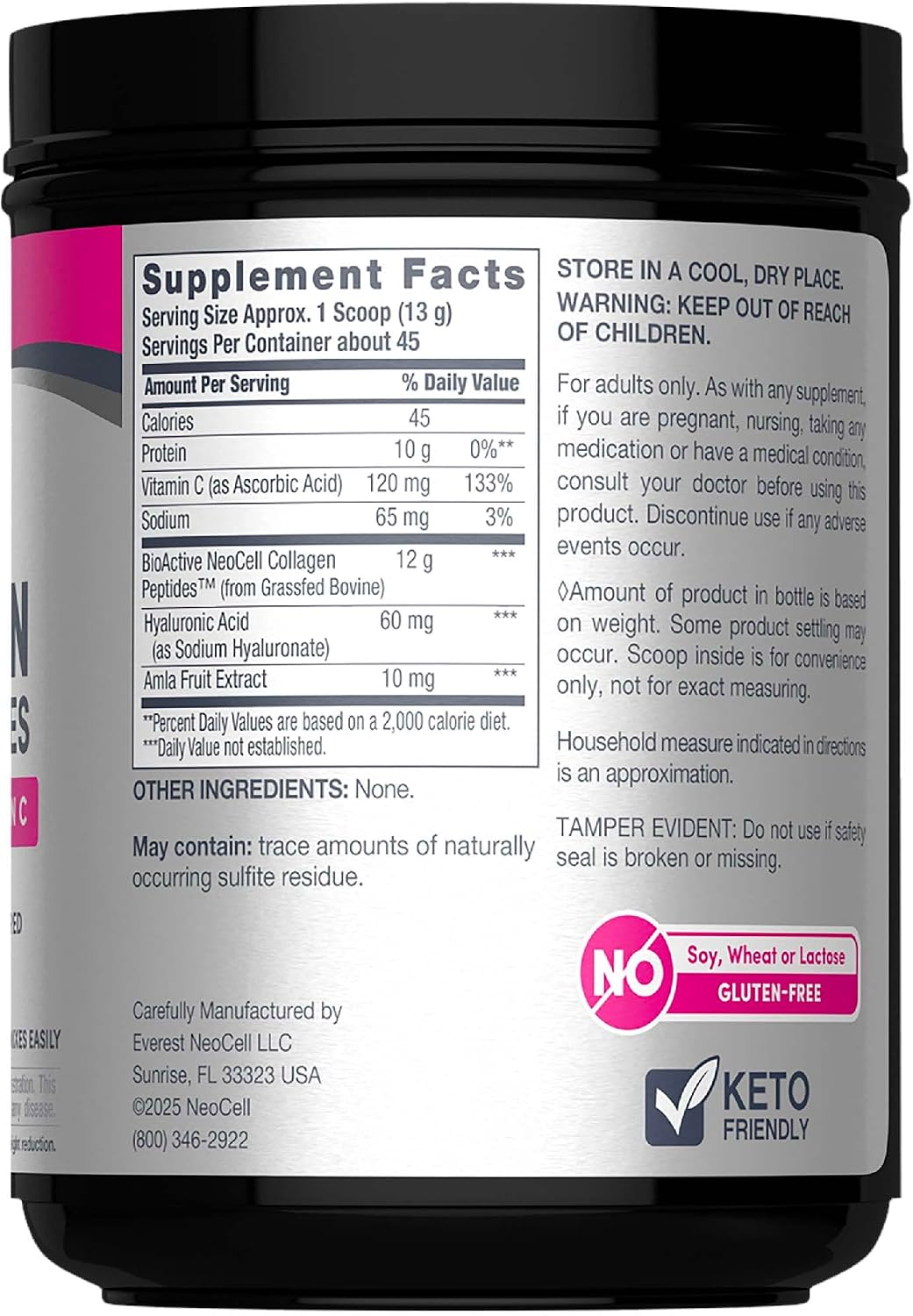 NeoCell Collagen Peptides Powder | 6.9 oz | Unflavored Supplement | with Vitamin C and Hyaluronic Acid | Advanced Formula | Hair, Skin, & Nails | for Women and Men | With Vitamin C and Hyaluronic Acid | Advanced Formula | Hair, Skin, & Nails | for Women…