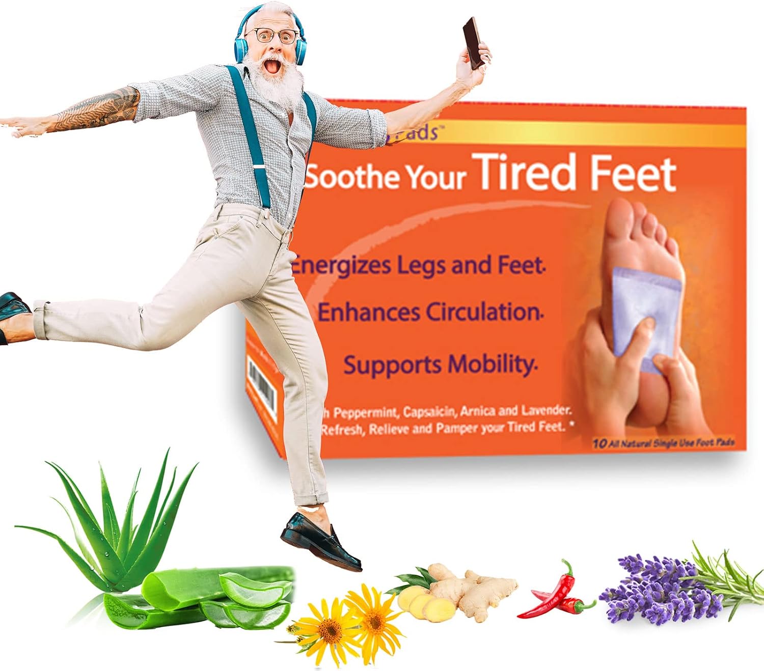 BodyPure | Mobility Circulation Foot Patches | Made with Lavender, White Tourmaline