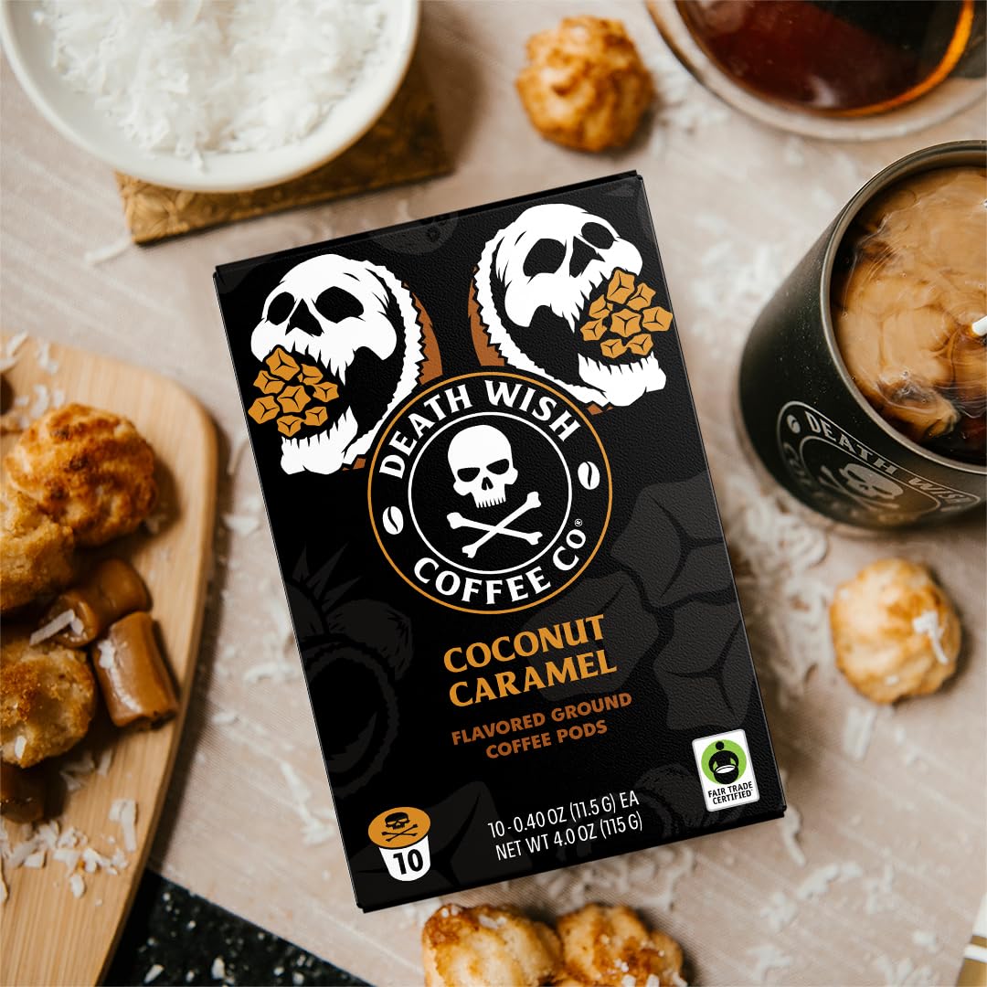 Death Wish Coffee Dark Roast Single Serve Coffee Pods, Organic, 50 Count | Fair Trade Arabica & Robusta, Baker's Chocolate & Cherry Notes, Low Acidity, Heavy Smooth Body, Bold & Intense