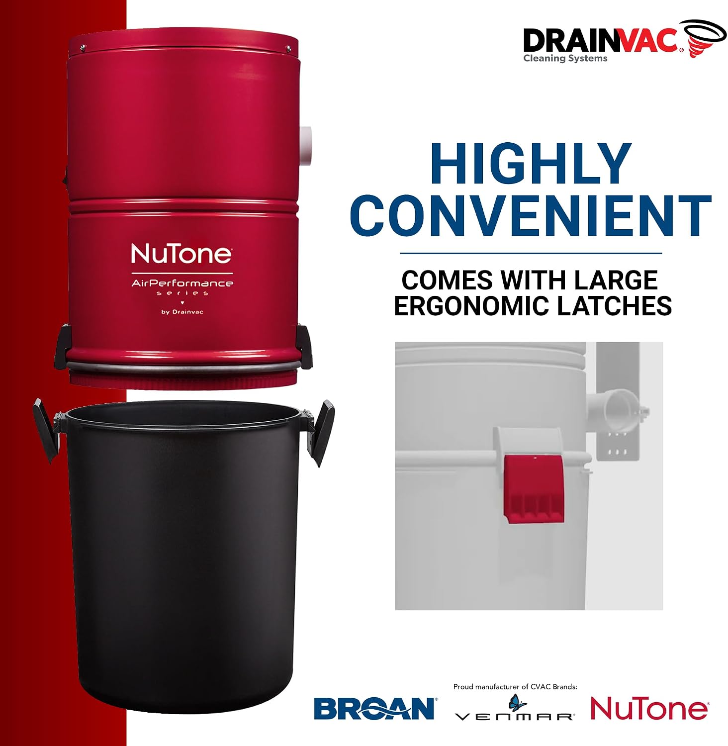 Drainvac Broan-nutone 550 Air watts Residential Central Vacuum System - Anti-Vibration, Powerful Suction