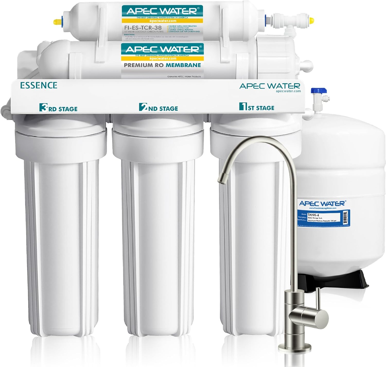 APEC Water ROES-50, 5-Stage Under Sink Reverse Osmosis System, 50 GPD | NSF Certified 372 & 58, Reduces 99% of Impurities, DIY Installation