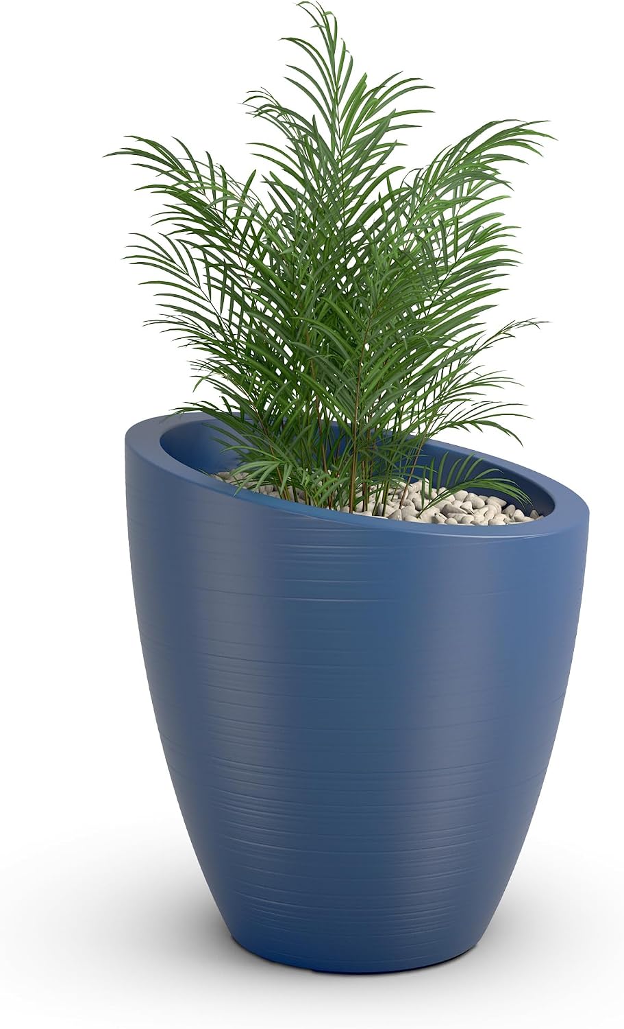 Mayne Modesto 20in Round Modern Planter, Neptune Blue | All season, Indoor/Outdoor, Double-wall design, Fade resistant, 15-year warranty