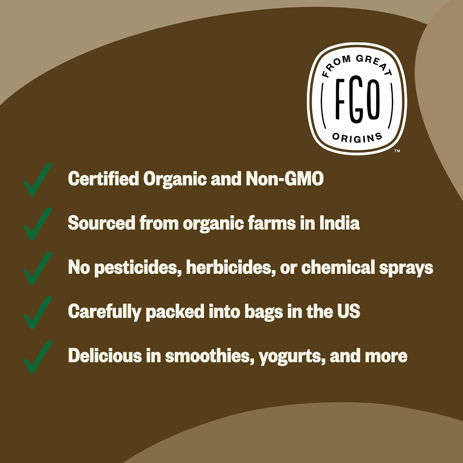 FGO Organic Ashwagandha Root Powder, 16oz Resealable Bulk Bag, Non-GMO, Indian Ginseng, Withania Somnifera, Sourced from India (Pack of 1)