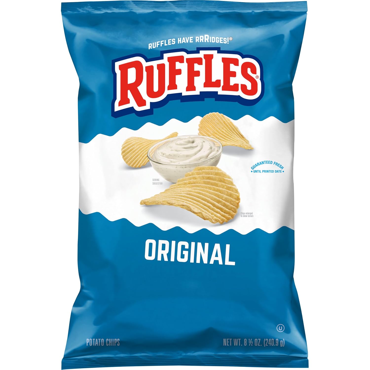 Ruffles Potato Chips, Queso, Cheddar Cheese, 8 Ounce