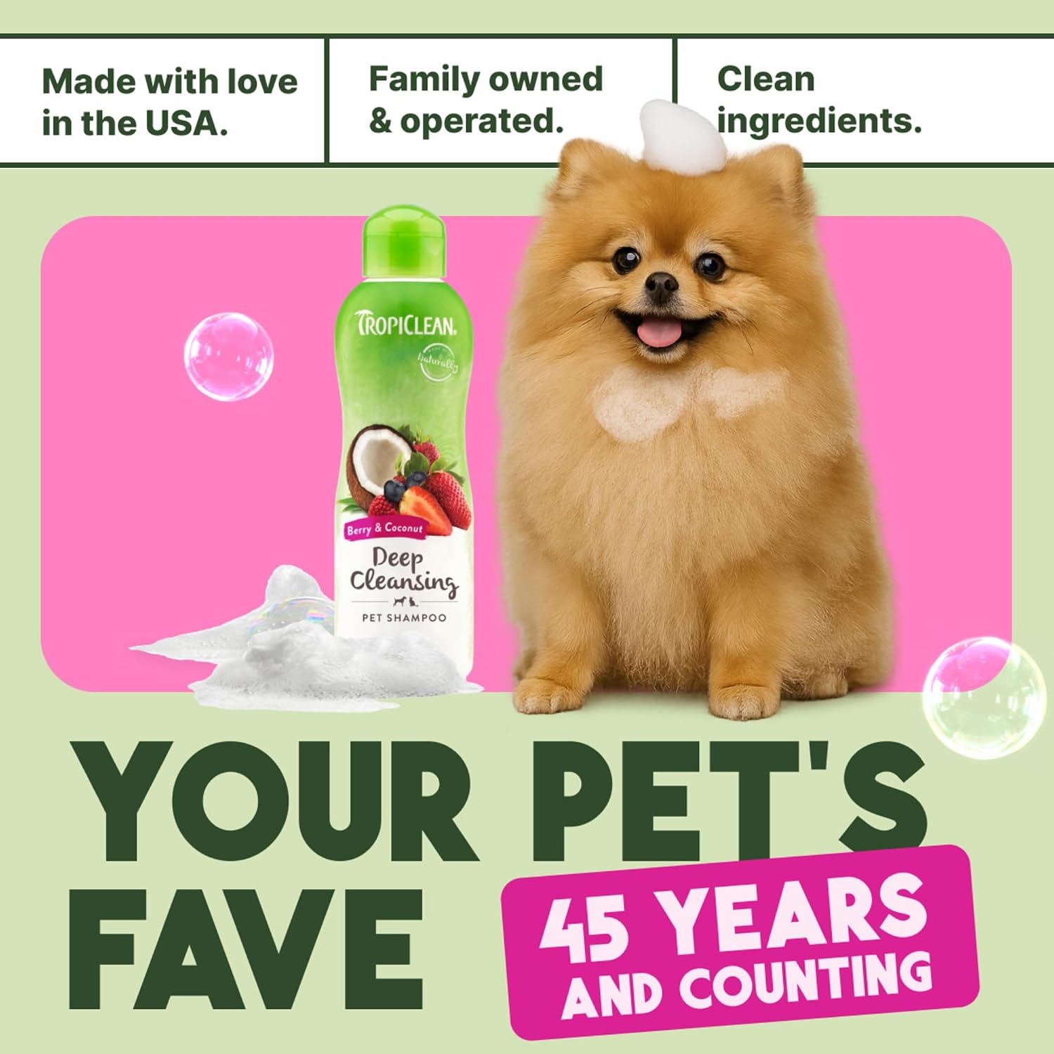 TropiClean Deodorizing Dog Shampoo, Berry & Coconut Scent, 2.5 Gallon