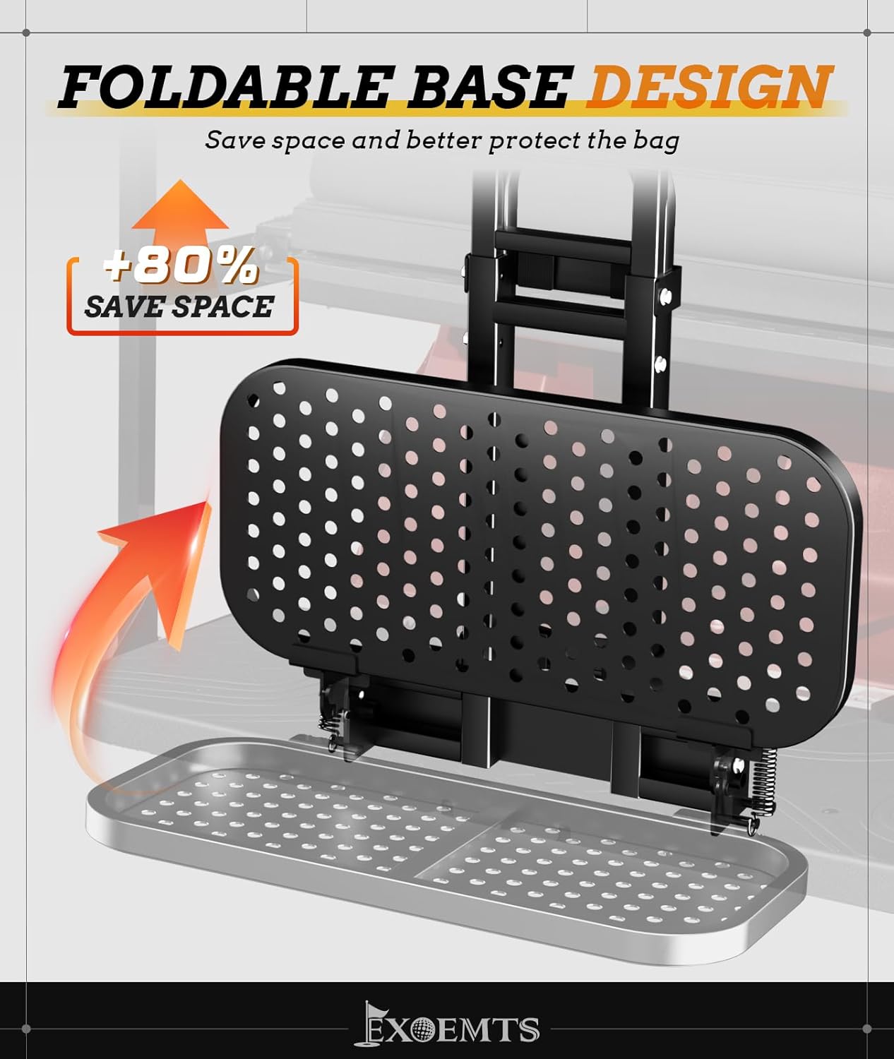 Foldable Golf Cart Rear Seat Bag Holder, Upgraded Golf Cart Rear Seat Bag Rack ONLY FITS 8-Inch Max Width Grab Bar, for 4-Seater EZGO Club Car Yamaha