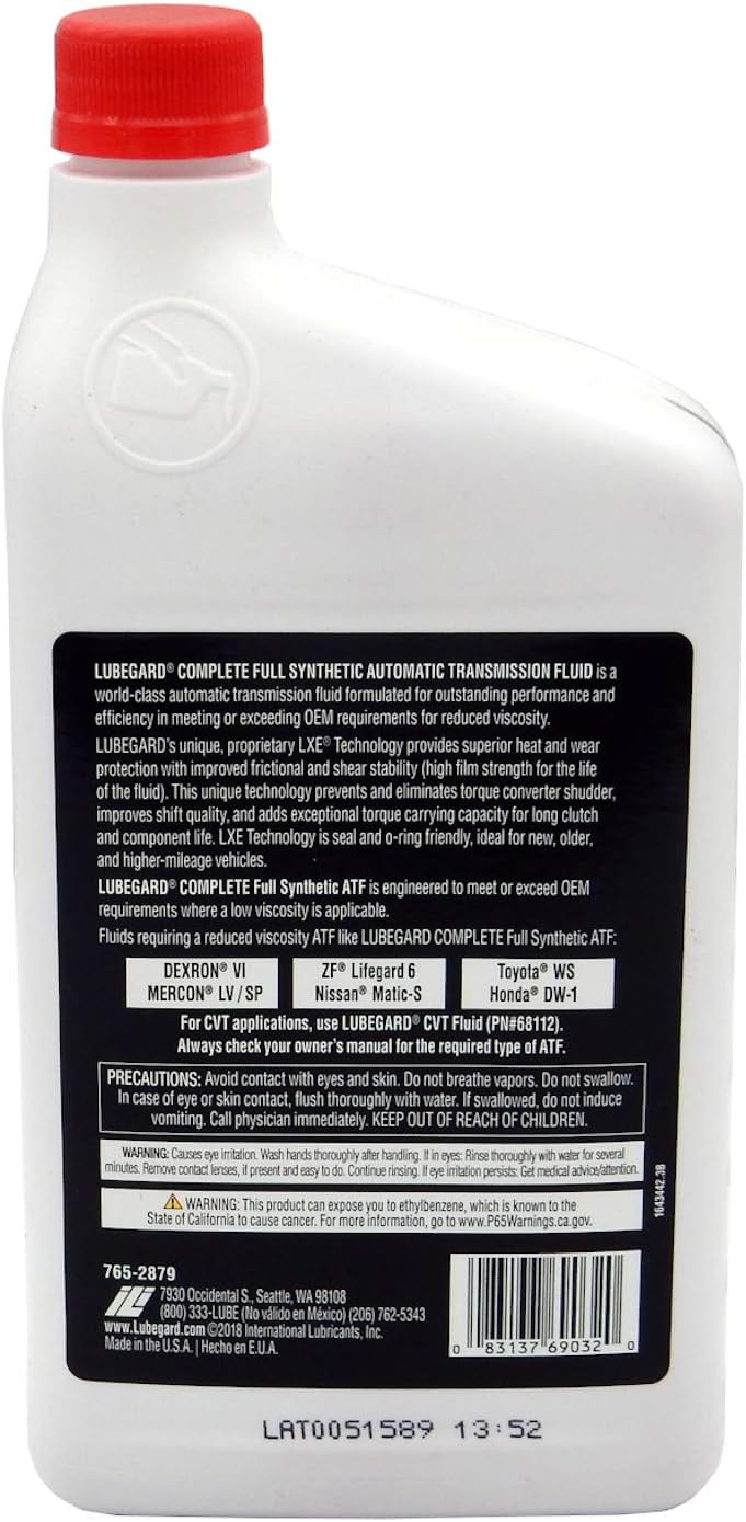 Lubegard 69032 Complete Full Synthetic Automatic Transmission Fluid, 32 oz.