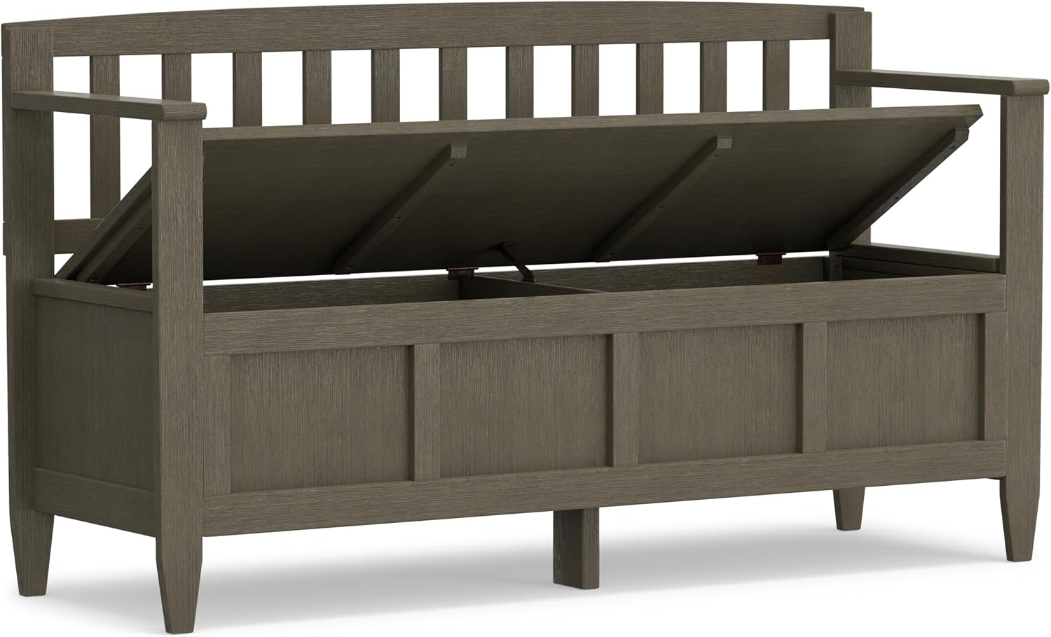 SIMPLIHOME Connaught 30" Wide Solid Wood Storage Bench in Chestnut Brown | Contemporary entryway bench with lift-up lid and hidden storage; mudroom, hallway, foyer, or shoe bench.