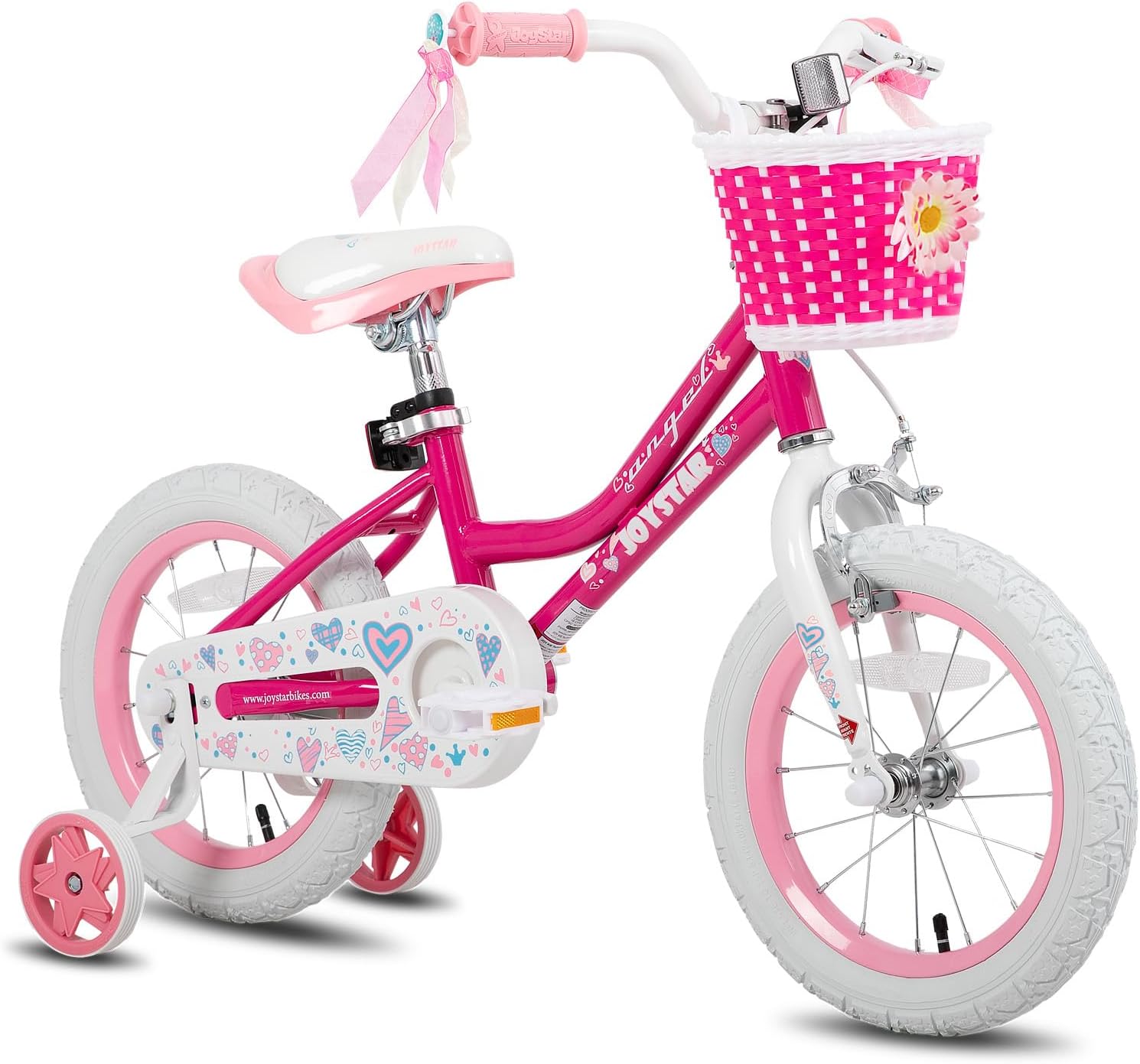 JOYSTAR Angel Girls Bike for Toddlers and Kids Ages 2-12 Years | 12-20 Inch Kids Bike with Training Wheels & Basket, 20 24“ Bicycle with Kickstand