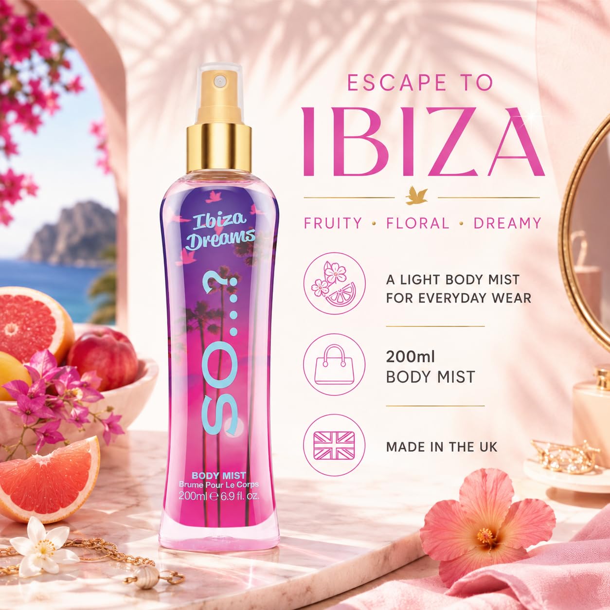 So…? Bali Breeze Body Mist - Perfume for Women with Tropical Aroma - Body Spray for Women with Coconut, Almond and Vanilla Notes - 6.9 oz