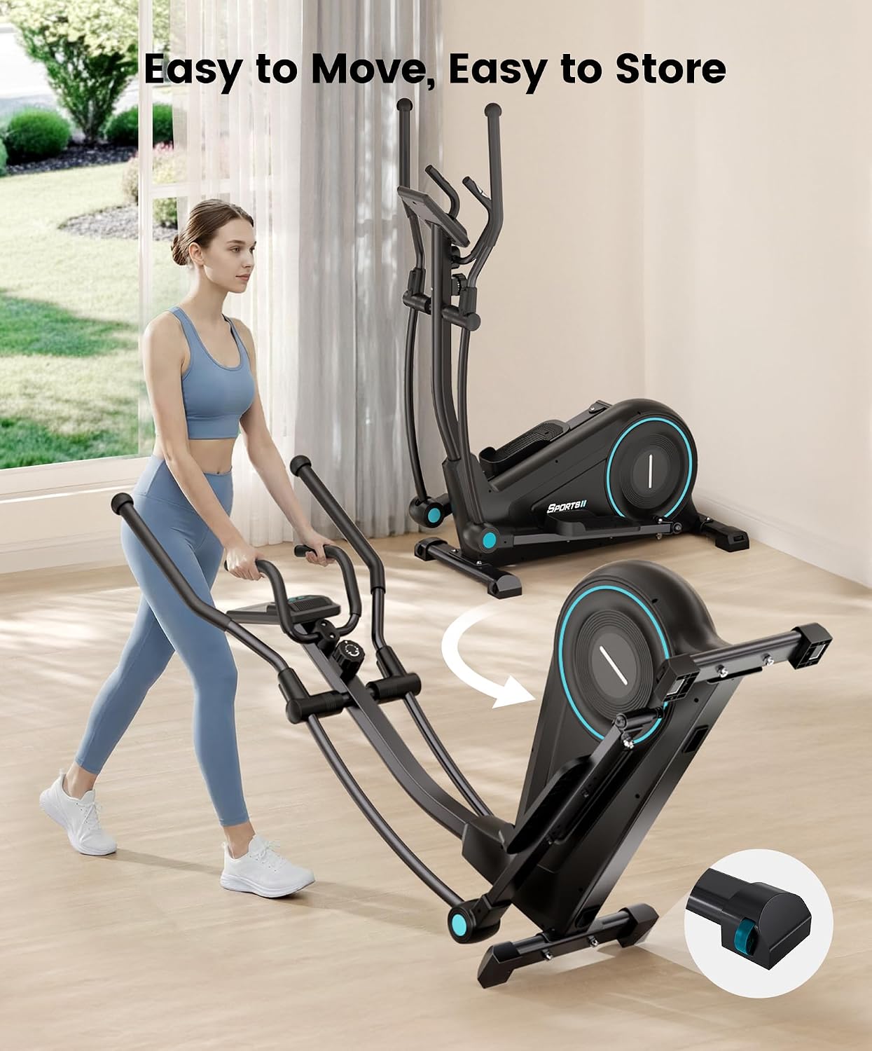 Dripex Elliptical Machine, Hyper-Quiet Magnetic Elliptical for Home | Ultra-Smooth Elliptical Exercise Machine, 15.3" Stride, 16-Level Resistance, 265 LB Capacity, 17.6 LBS Flywheel, Pulse Sensor