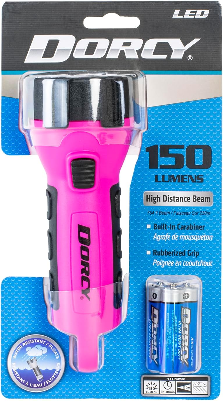 Dorcy 55 Lumen Floating Water Resistant LED Flashlight with Carabineer Clip, Purple (41-2508)