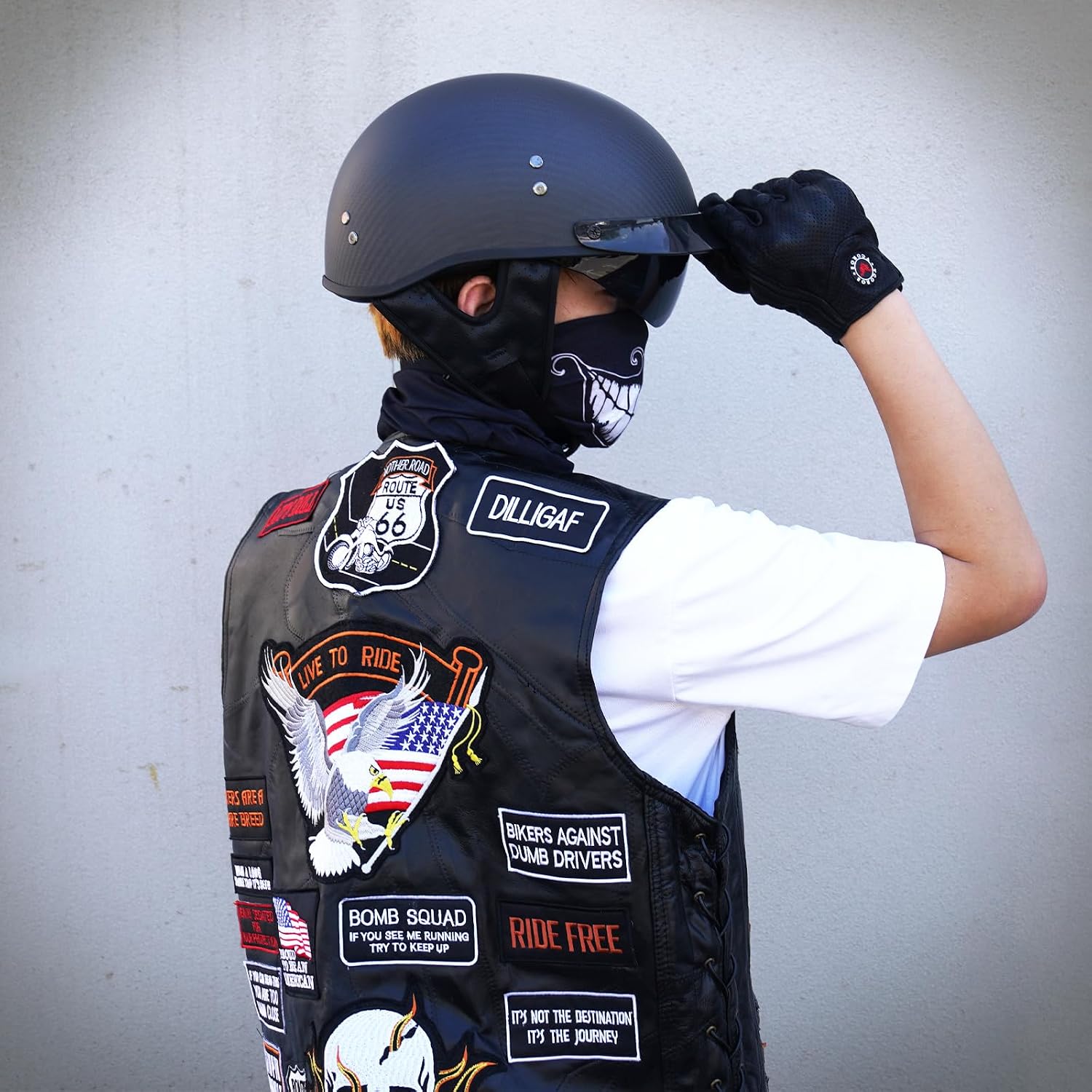 VCOROS Carbon Fiber Open Face Retro Motorcycle Half Helmet DOT