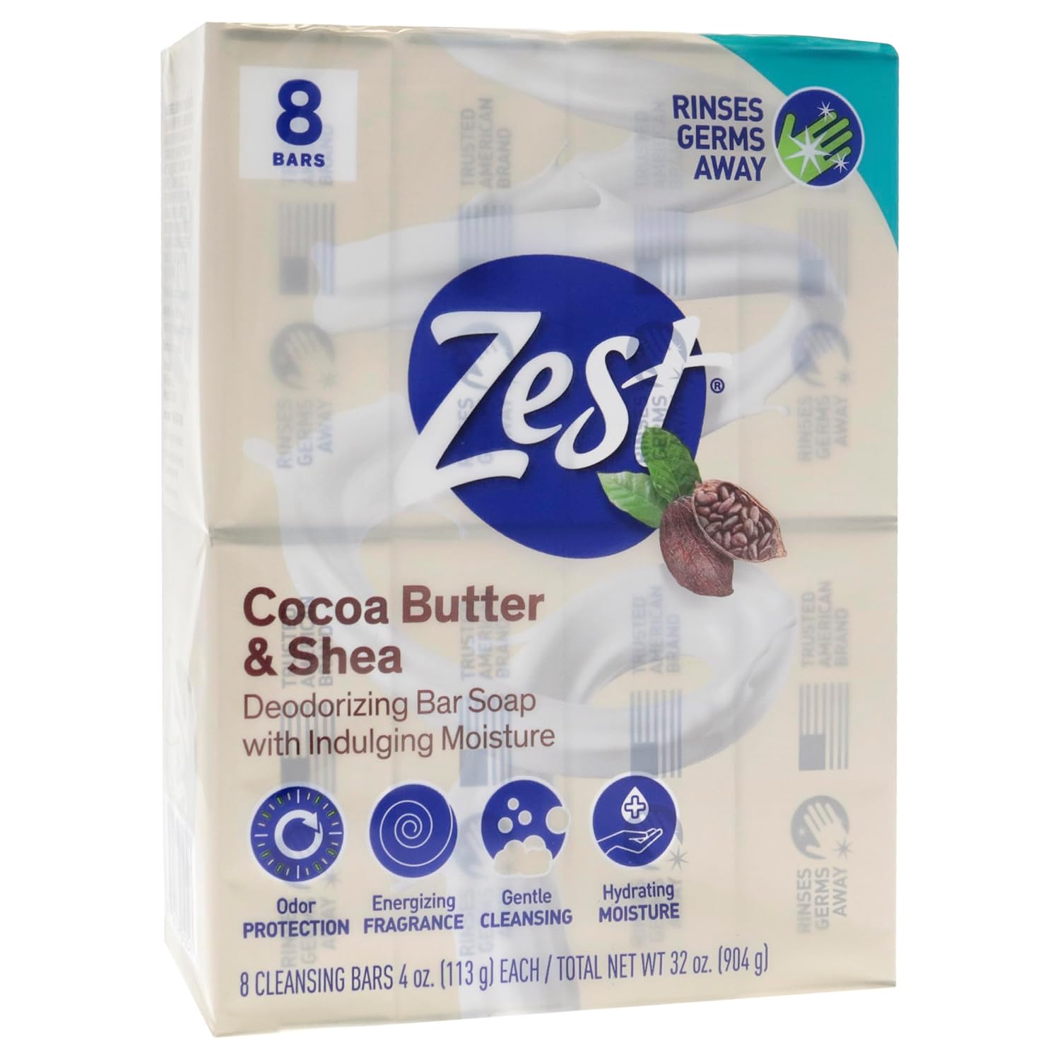 Zest Bar Soap - 8 Bars - Enriched With Cocoa Butter And Shea for Ultra Moisturizing Cleansing - Leaves Your Body Feeling Silky Smooth And Deeply Moisturized | Enriched With Cocoa Butter And Shea, Ultra Moisturizing Cleansing, Leaves Your Body Feeling Sil…