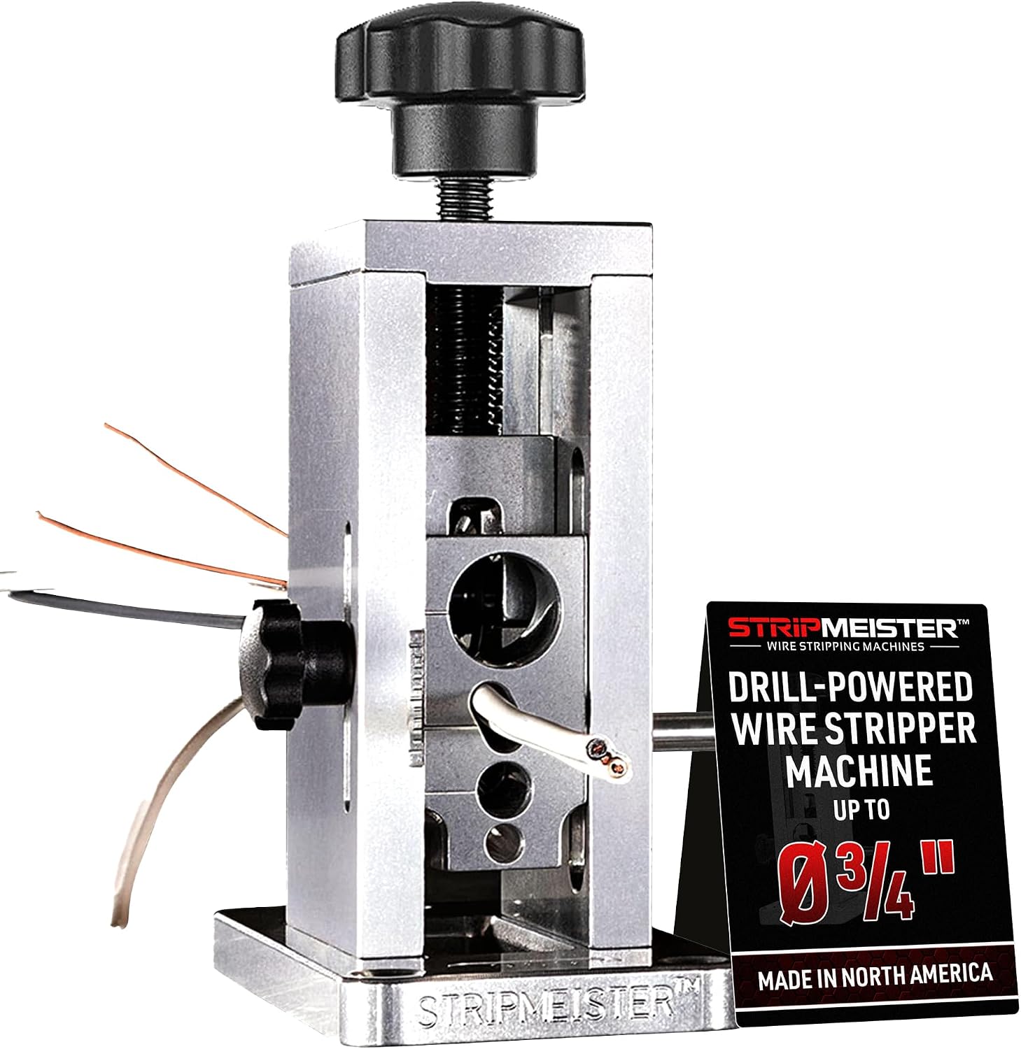 StripMeister Original Drill-Powered Wire Stripper – Wire Sizes Up To Ø3/4", Jam-Free, Copper Wire, Built for Safety, Speed, and Efficiency - Portable Wire Stripping Machine
