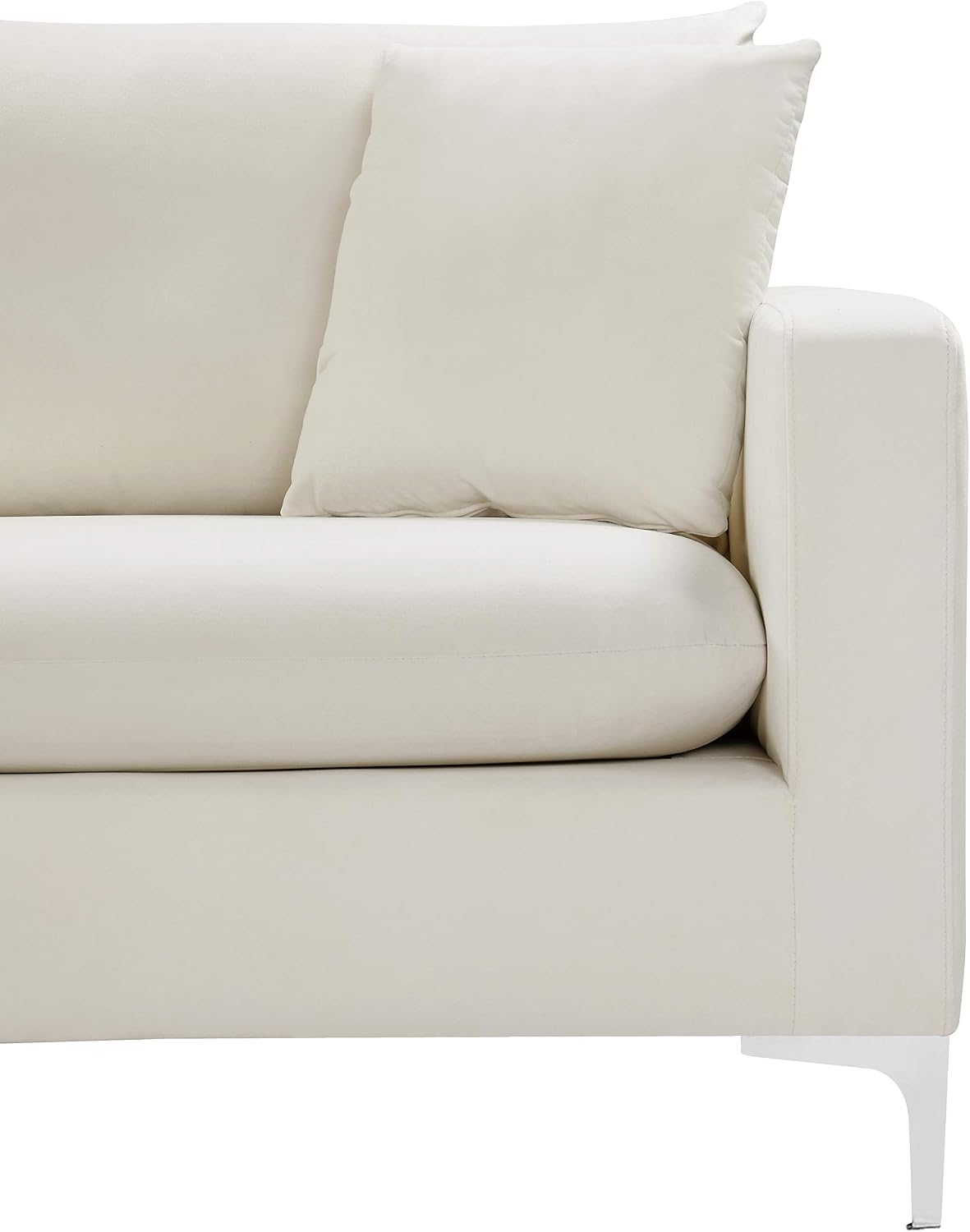 Meridian Furniture Naomi Collection Modern | Contemporary Grey Velvet Upholstered Loveseat with Stainless Steel Base in a Rich Gold or Chrome Finish, 633Grey-L