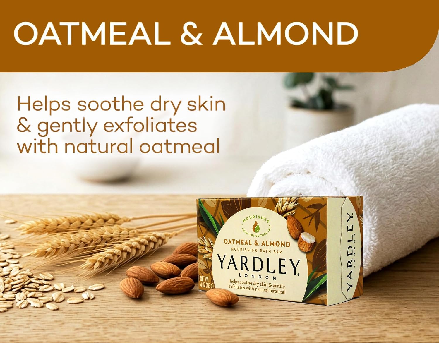 Yardley Oatmeal Almond Bath Bar 4oz - Pack of 2