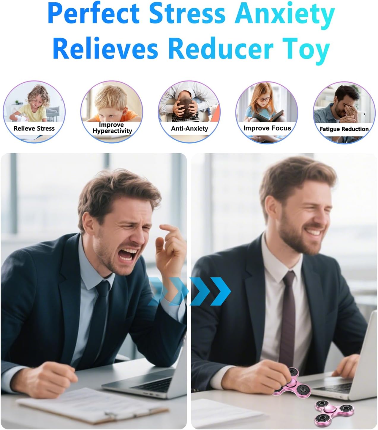 Fidget Spinner Toy Ultra Durable Stainless Steel Bearing High Speed 2-5 Min Spins Precision Metal Material Hand Spinner EDC ADHD Focus Anxiety