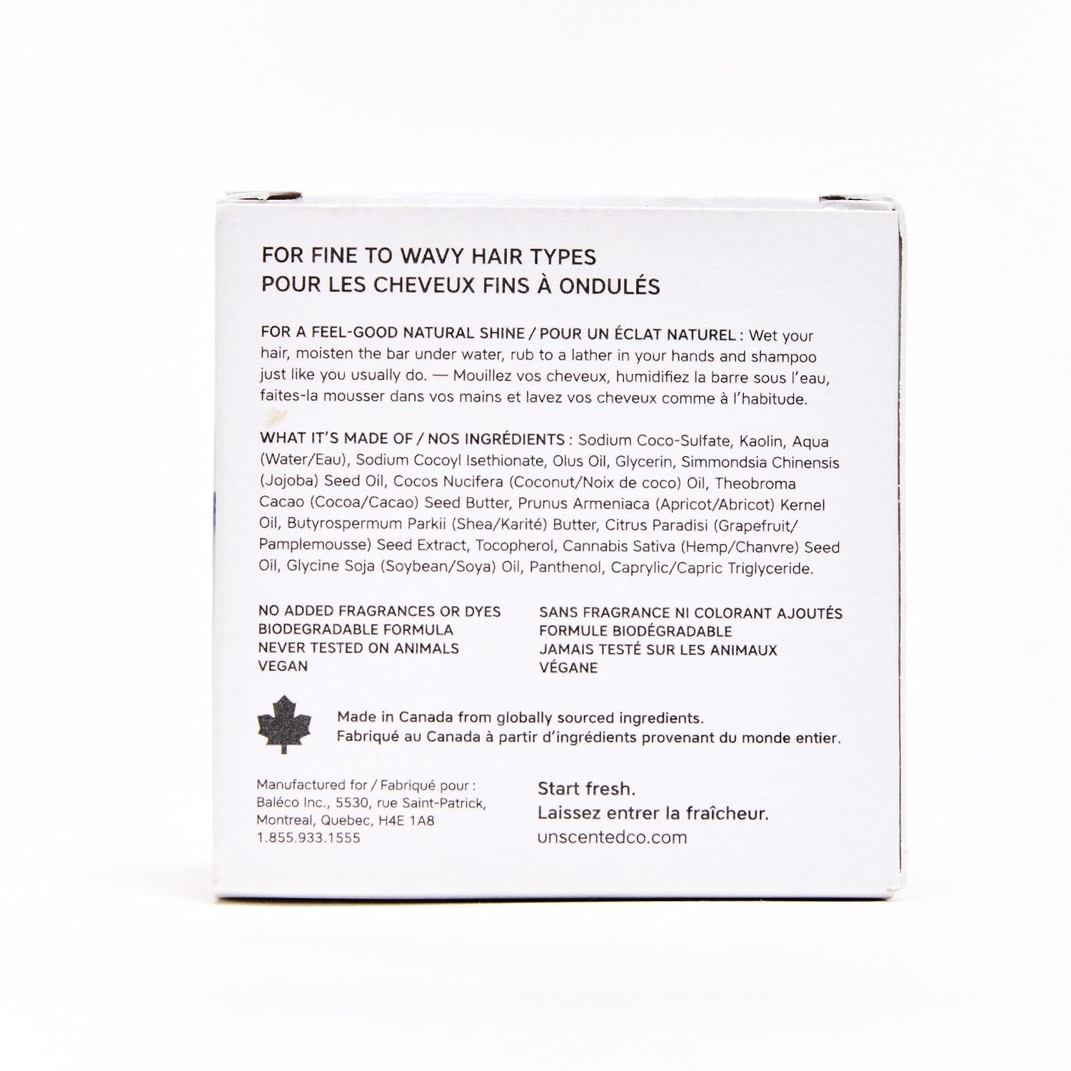 The Unscented Company Clarifying Shampoo Bar, For Fine to Wavy Hair Types, 2.3 oz (65 g)
