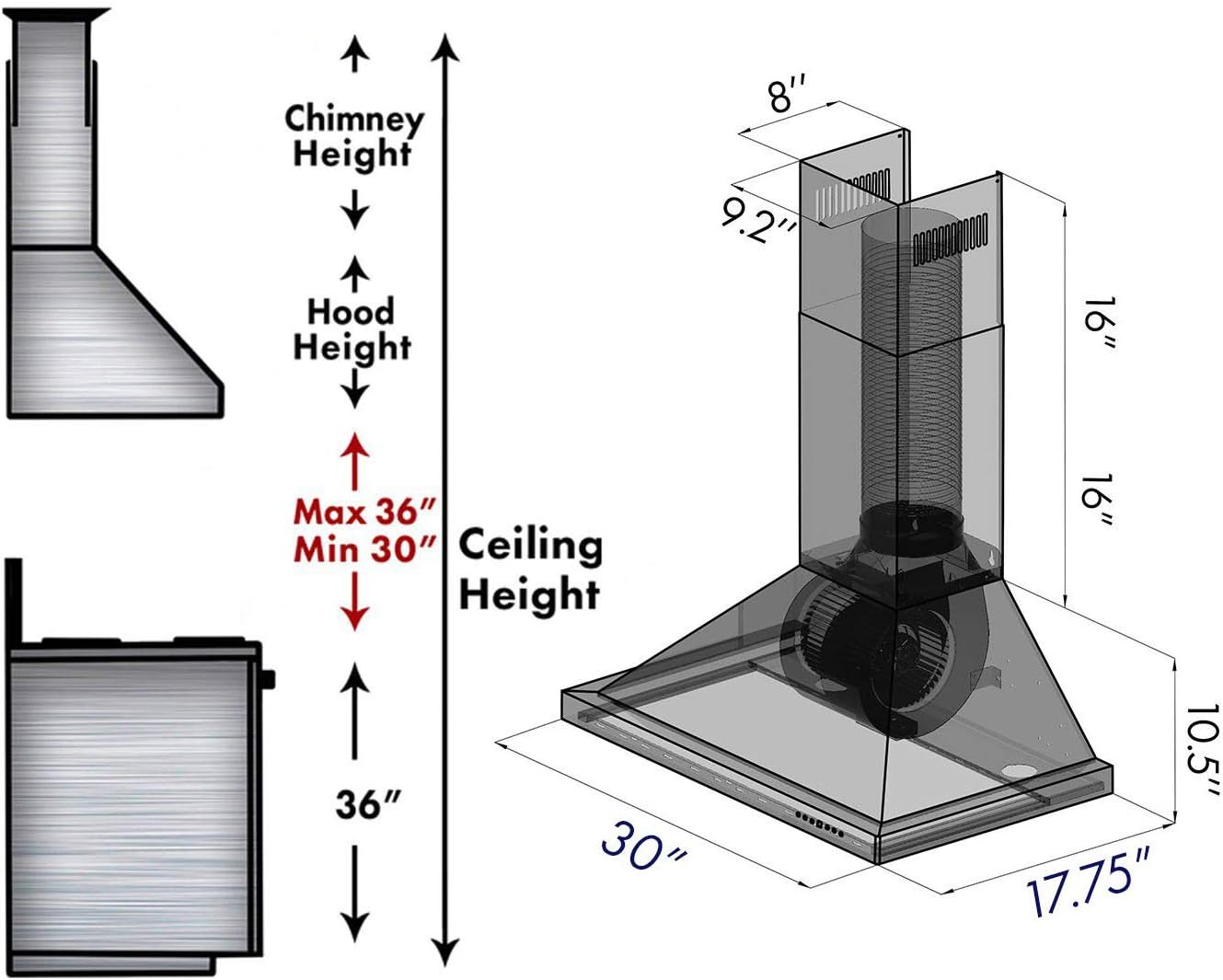 ZLINE 48 in. Convertible Vent Outdoor Approved Wall Mount Range Hood in Stainless Steel (KB-304-48)